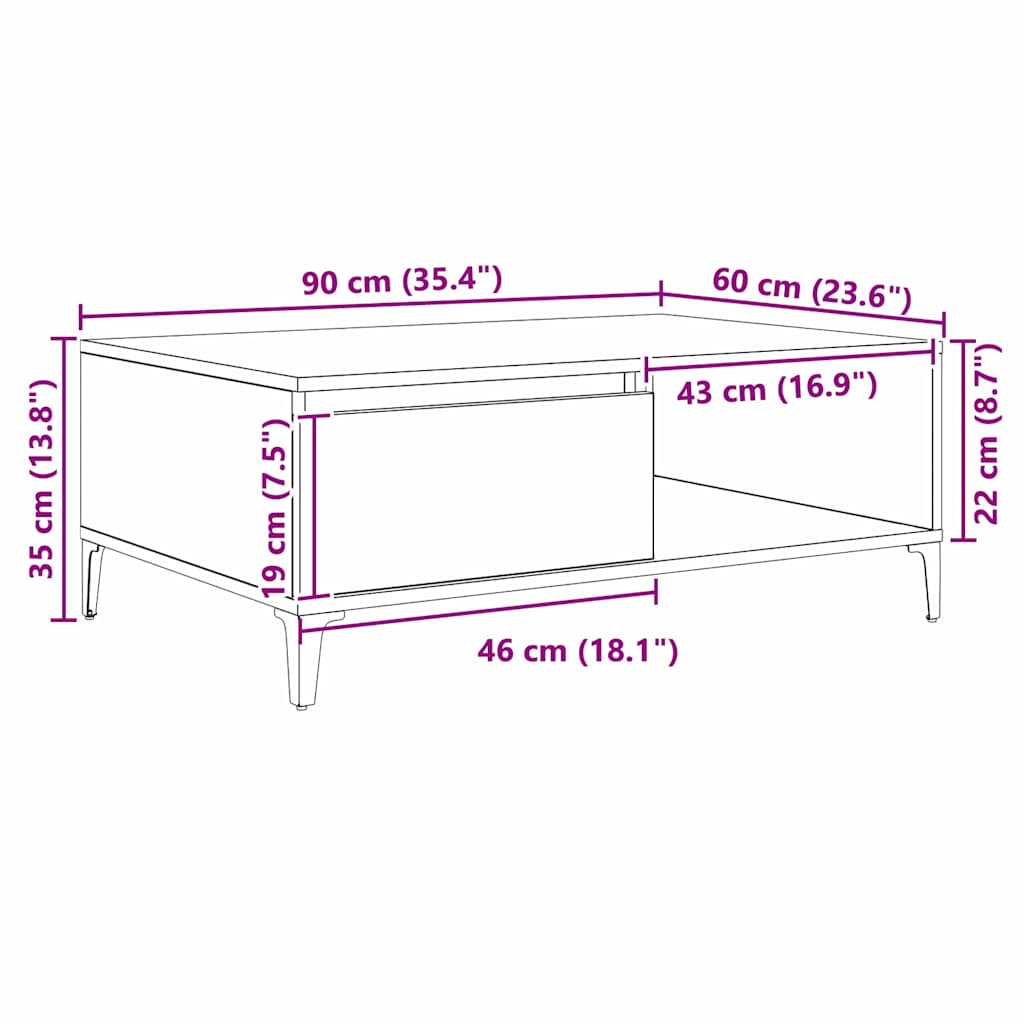 vidaXL Masă de cafea cu raft Lemn vechi 90 x 60 x 35 cm Lemn compozit vidaXL Masă de cafea cu raft Lemn vechi 90 x 60 x 35 cm Lemn compozit