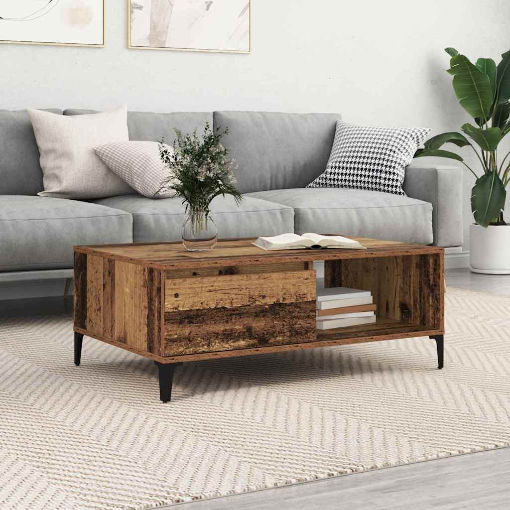 vidaXL Masă de cafea cu raft Lemn vechi 90 x 60 x 35 cm Lemn compozit vidaXL Masă de cafea cu raft Lemn vechi 90 x 60 x 35 cm Lemn compozit