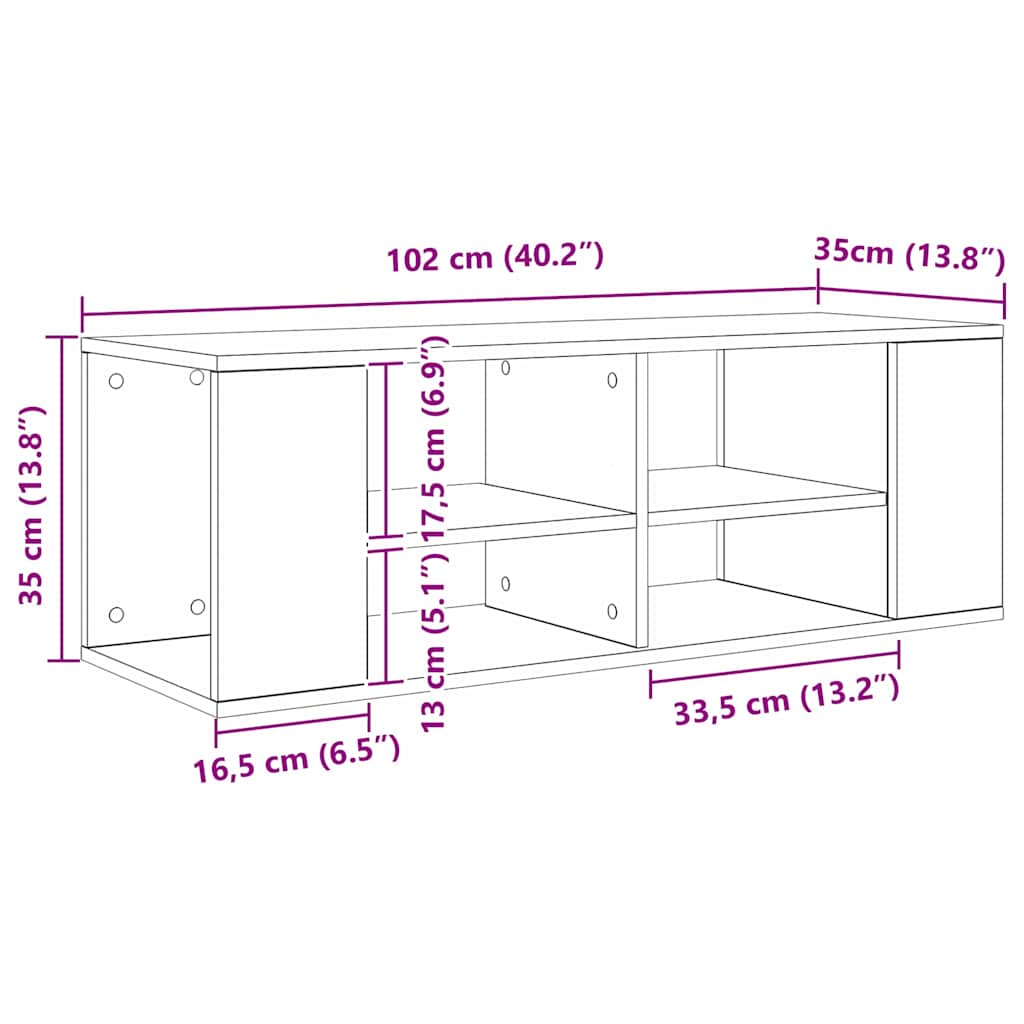 vidaXL Dulap pentru TV Montat pe Perete Stejar negru 102 x 35 x 35 cm