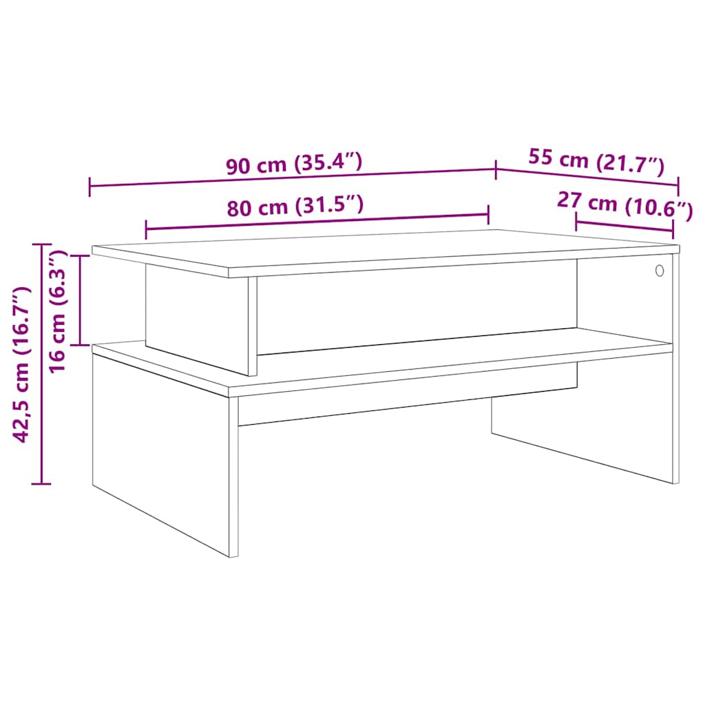 vidaXL Masă de cafea Lemn vechi 90 x 55 x 42.5 cm Lemn compozit vidaXL Masă de cafea Lemn vechi 90 x 55 x 42.5 cm Lemn compozit