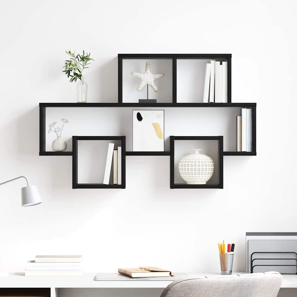 vidaXL Raft de perete Stejar negru 82 x 15 x 51 cm Lemn compozit