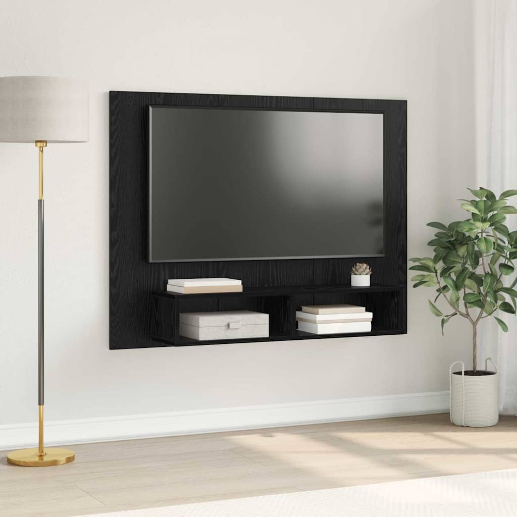 vidaXL Dulap pentru TV pe Perete Stejar negru 120 x 23.5 x 90 cm
