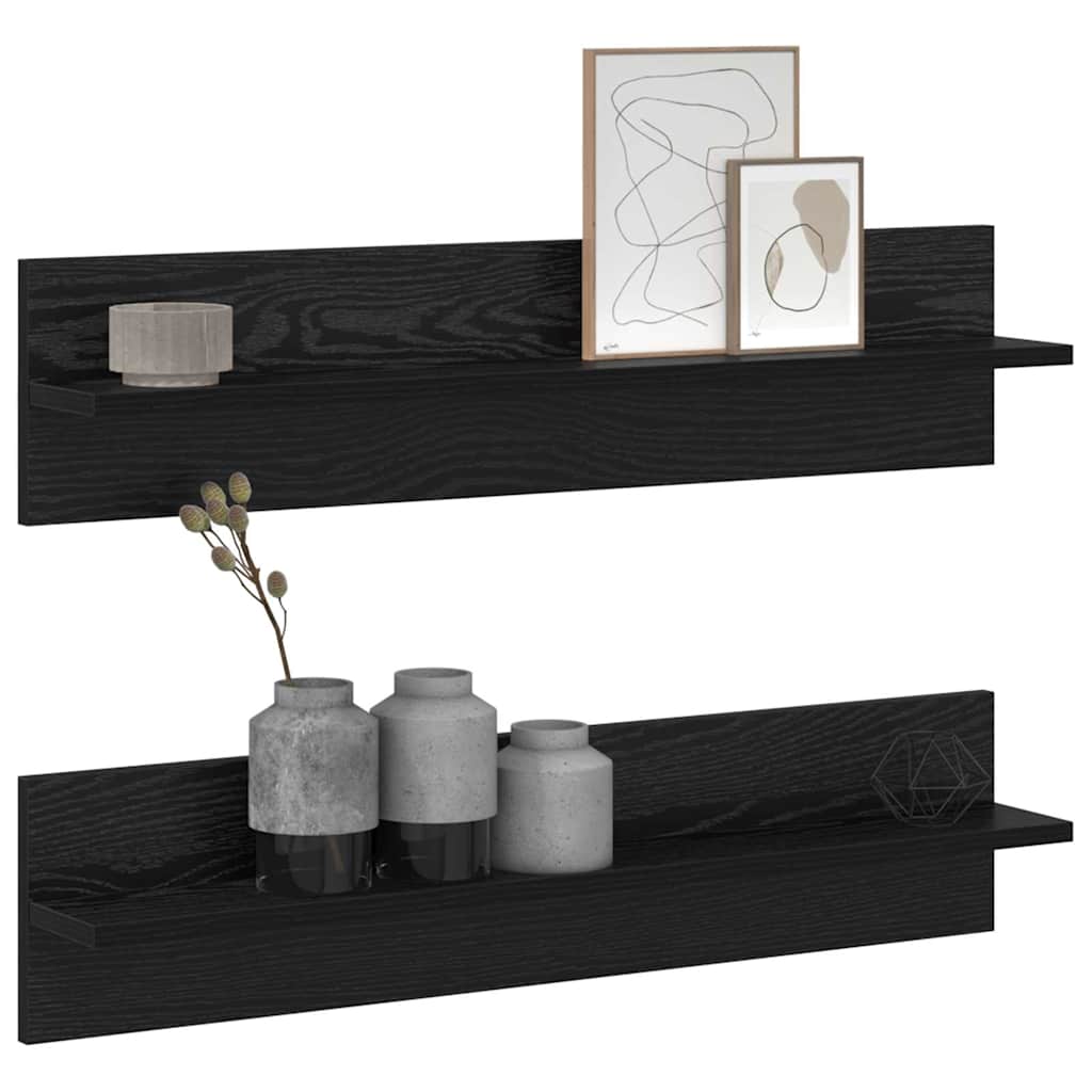 vidaXL Șemele de perete cu raft 2 pcs Stejar negru 80 x 11.5 x 18 cm