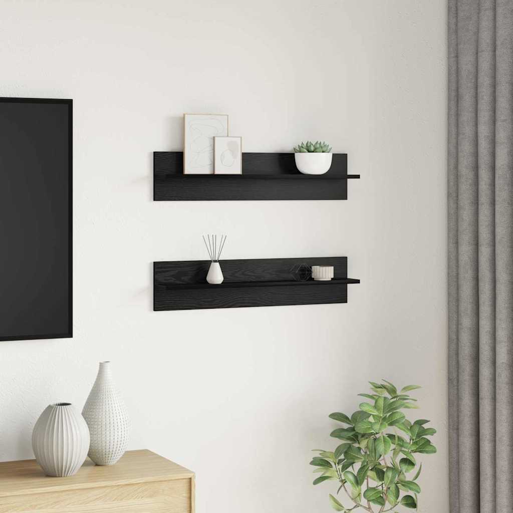 vidaXL Șemele de perete cu raft 2 pcs Stejar negru 80 x 11.5 x 18 cm