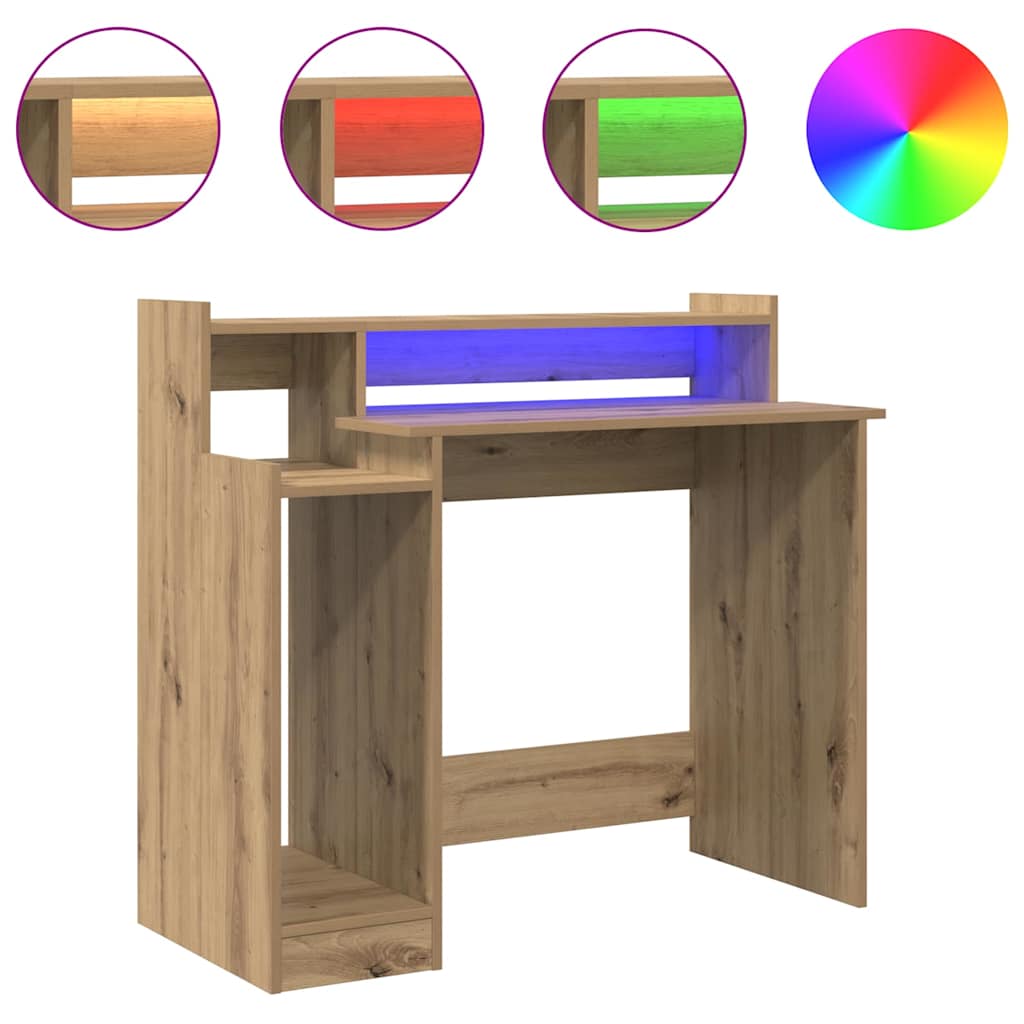 vidaXL Birou cu raft Stejar Artizanal 97 x 45 x 90 cm Lemn compozit