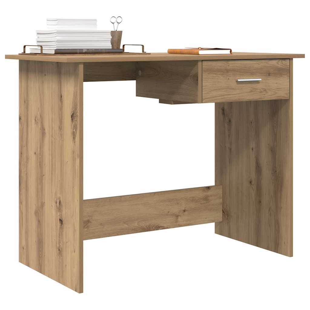 vidaXL Birou cu sertar stejar artizanal 100 x 50 x 76 cm Lemn compozit vidaXL Birou cu sertar stejar artizanal 100 x 50 x 76 cm Lemn compozit