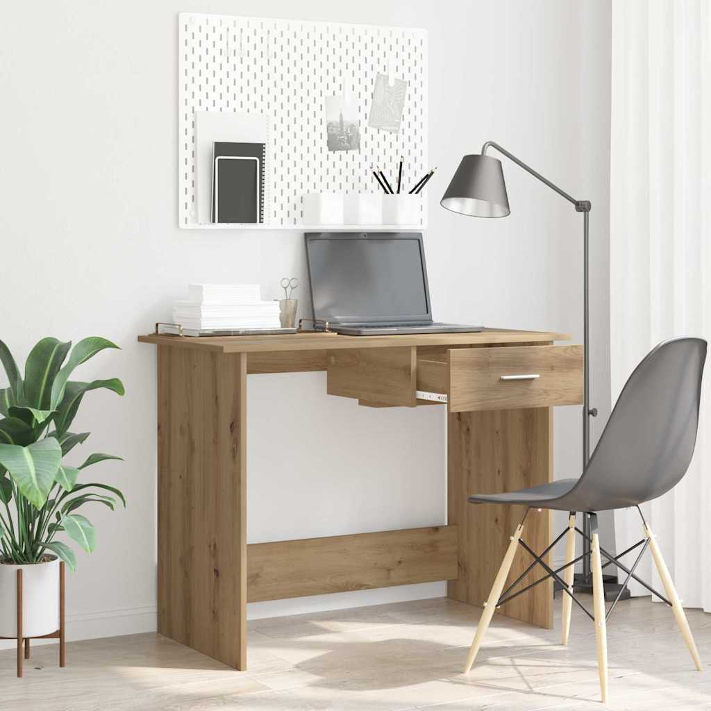 vidaXL Birou cu sertar stejar artizanal 100 x 50 x 76 cm Lemn compozit vidaXL Birou cu sertar stejar artizanal 100 x 50 x 76 cm Lemn compozit
