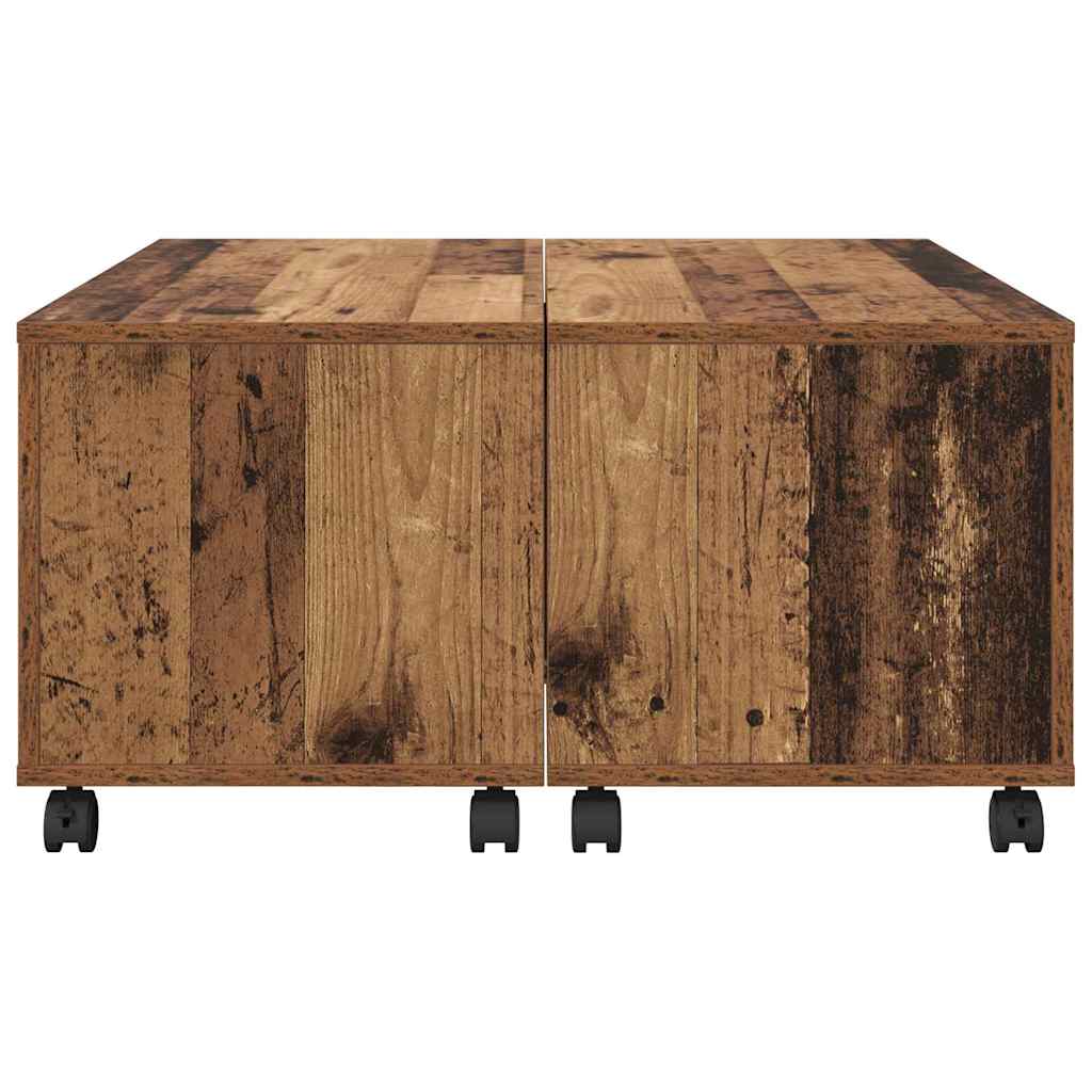 vidaXL Masă de cafea cu roata Lemn vechi 75 x 75 x 38 cm Lemn compozit vidaXL Masă de cafea cu roata Lemn vechi 75 x 75 x 38 cm Lemn compozit