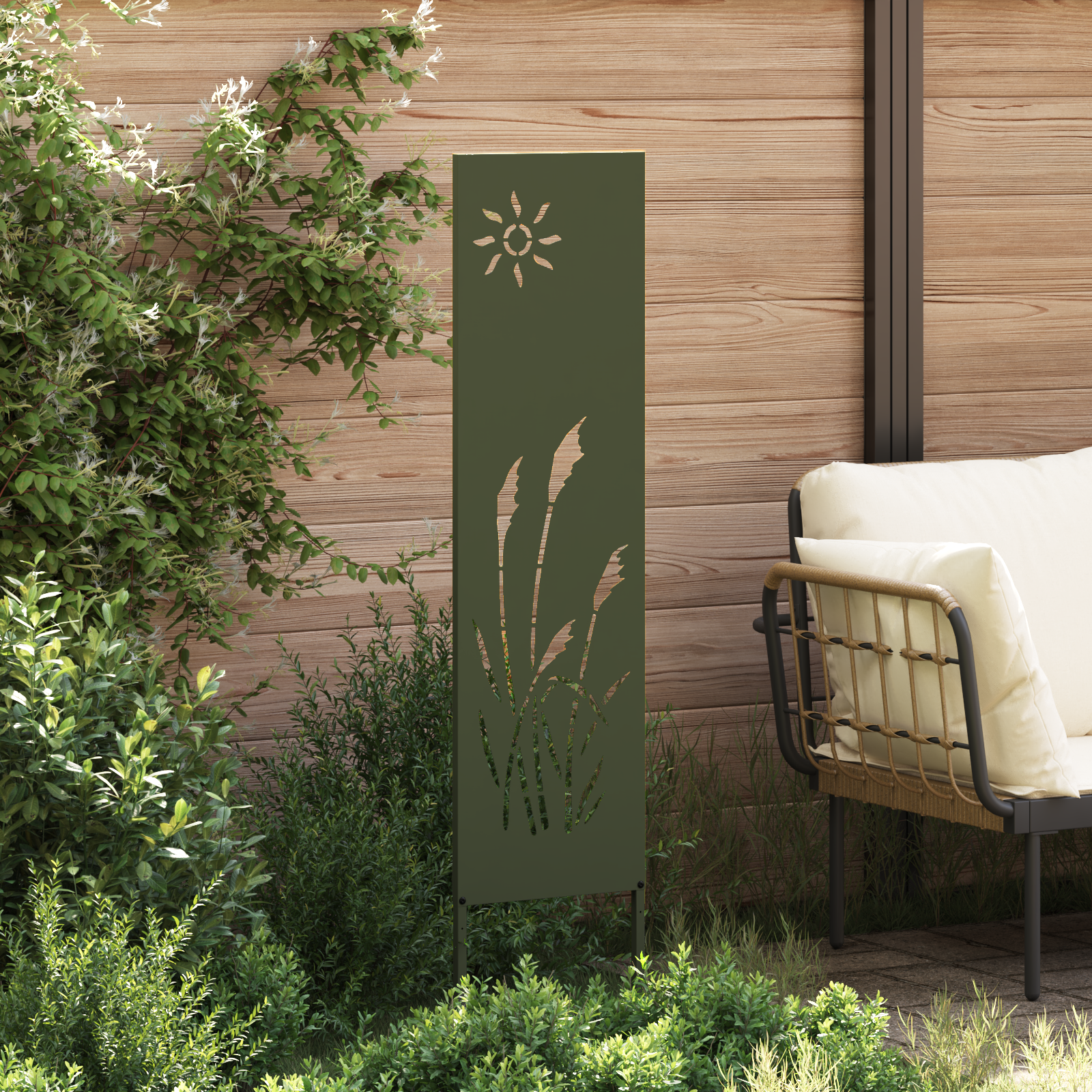 vidaXL Panou Decorativ de Grădină Verde oliv 32 x 140 cm vidaXL Panou Decorativ de Grădină Verde oliv 32 x 140 cm