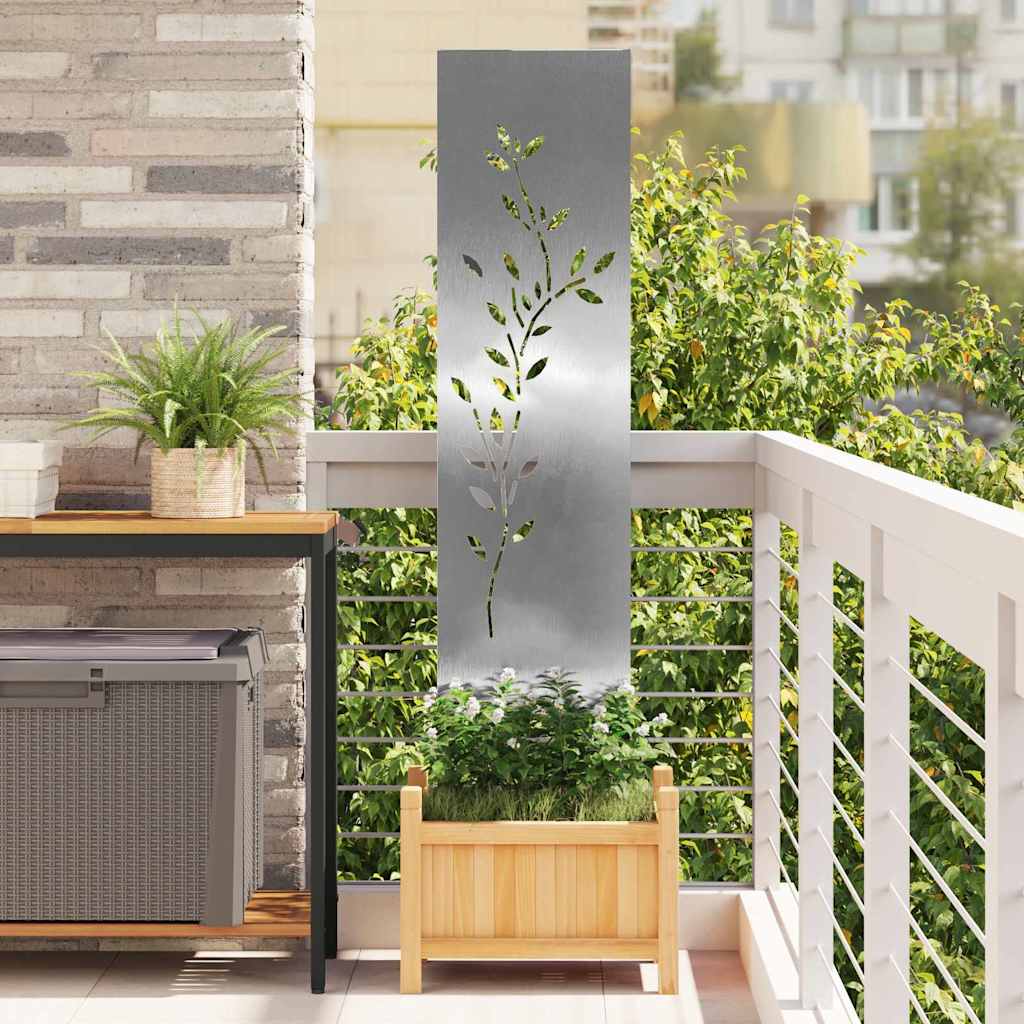 vidaXL Panou Decorativ de Grădină Argintiu 32 x 140 cm Oțel inoxidabil