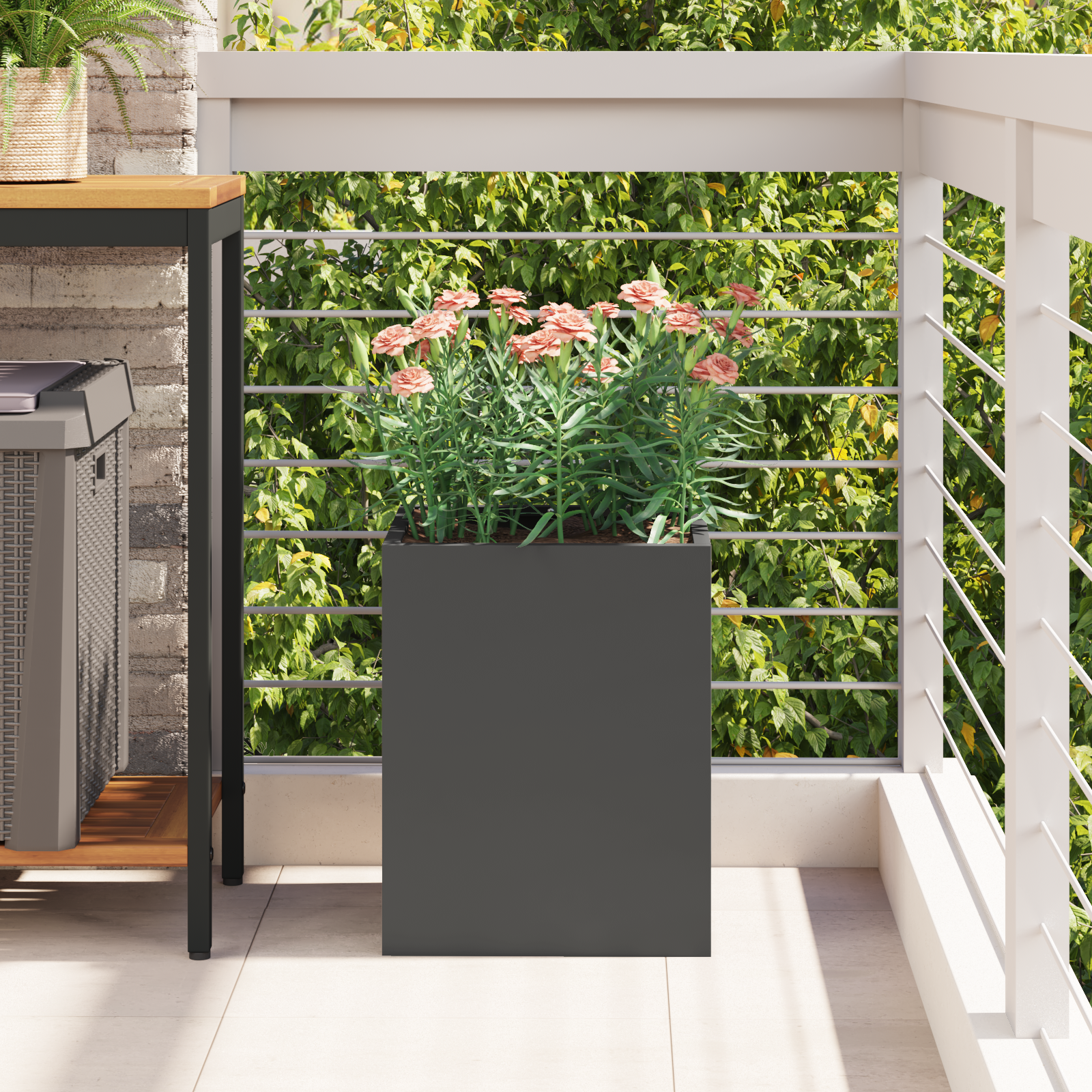 vidaXL Vază pentru Grădină Negru 32 x 32 x 40 cm Oțel laminat la rece vidaXL Vază pentru Grădină Negru 32 x 32 x 40 cm Oțel laminat la rece