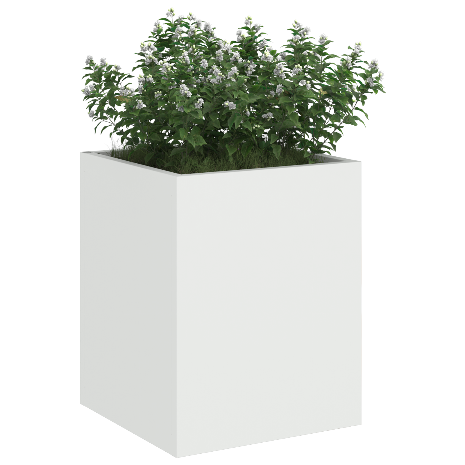 vidaXL Vază pentru Grădină Alb 32 x 32 x 40 cm Oțel laminat la rece