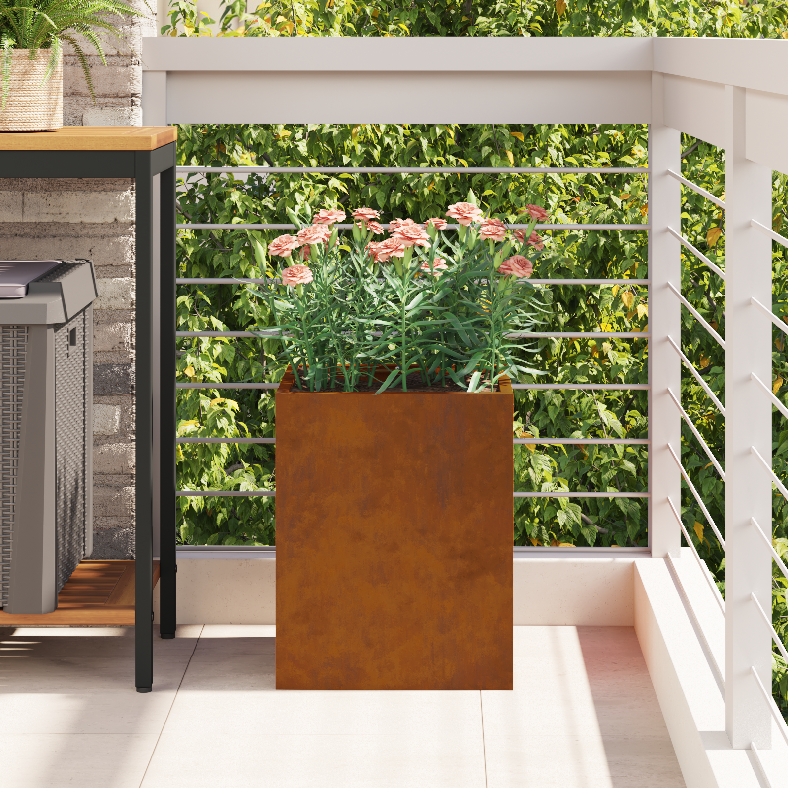 vidaXL Vază pentru Grădină Ruginit 50 x 32 x 40 cm Oțel corten