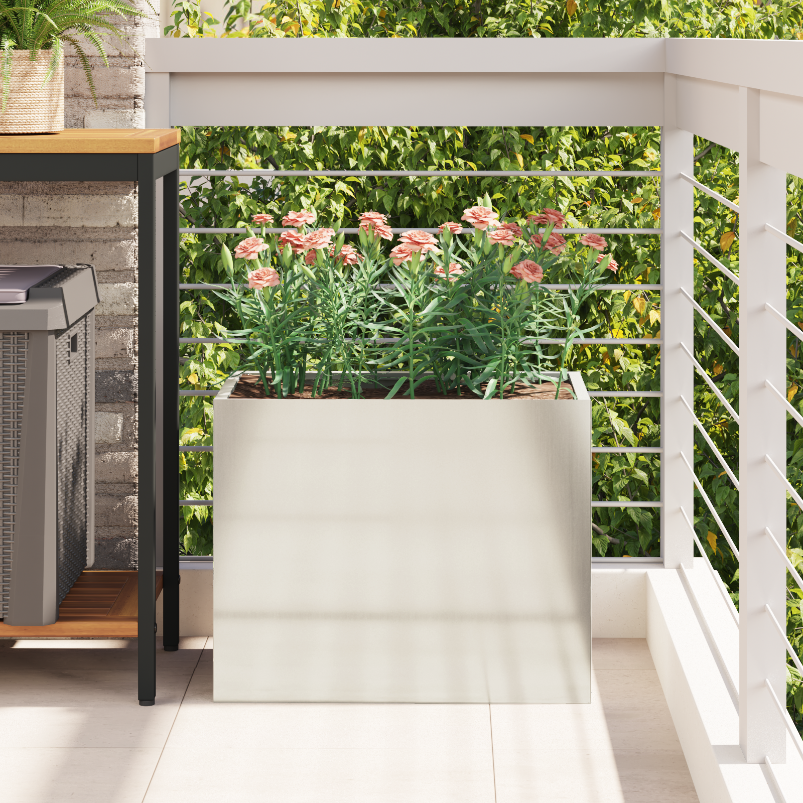 vidaXL Vază pentru Grădină Argintiu 50 x 32 x 40 cm Oțel galvanizat