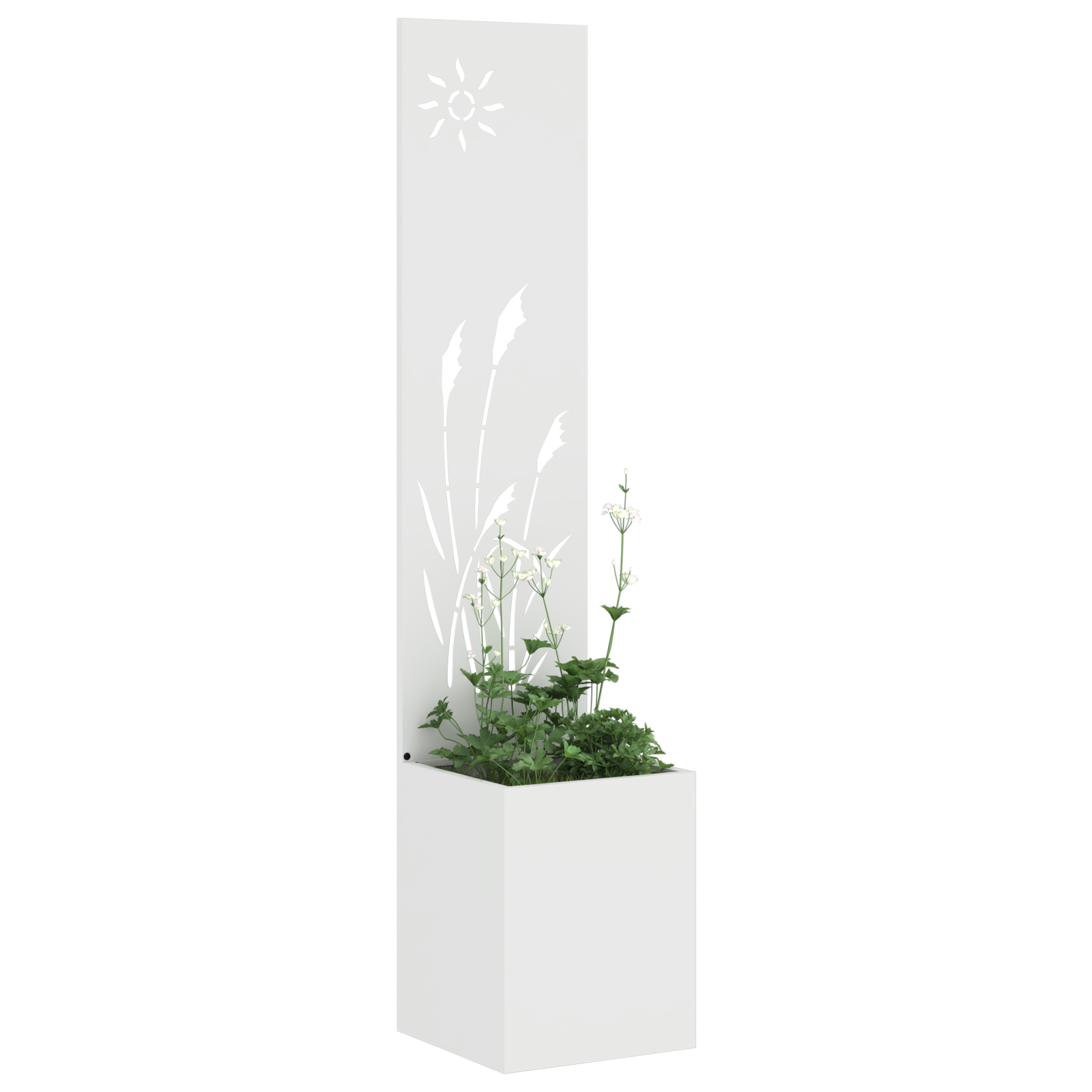 vidaXL Ghiveci de Grădină cu Panou Decorativ Alb 32 x 140 cm vidaXL Ghiveci de Grădină cu Panou Decorativ Alb 32 x 140 cm