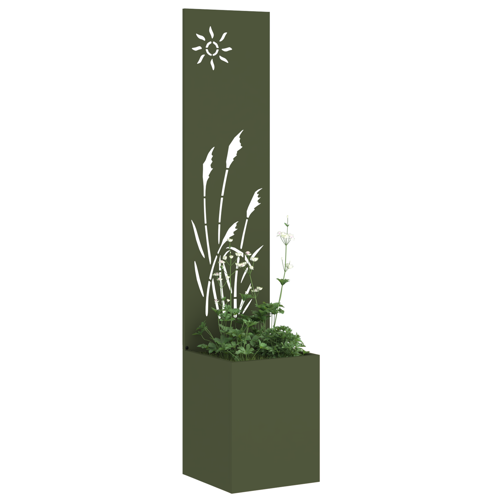 vidaXL Ghiveci de Grădină cu Panou Decorativ Olivengrønn 32 x 140 cm