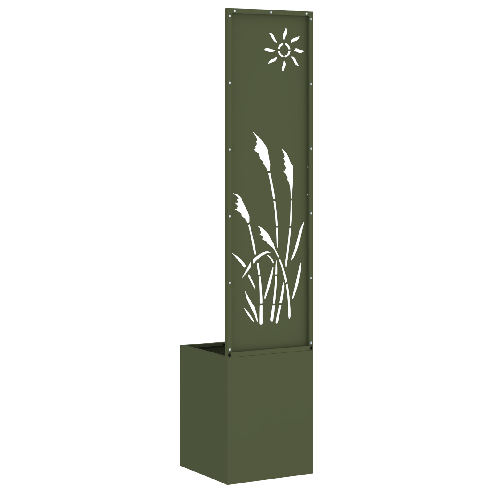 vidaXL Ghiveci de Grădină cu Panou Decorativ Olivengrønn 32 x 140 cm