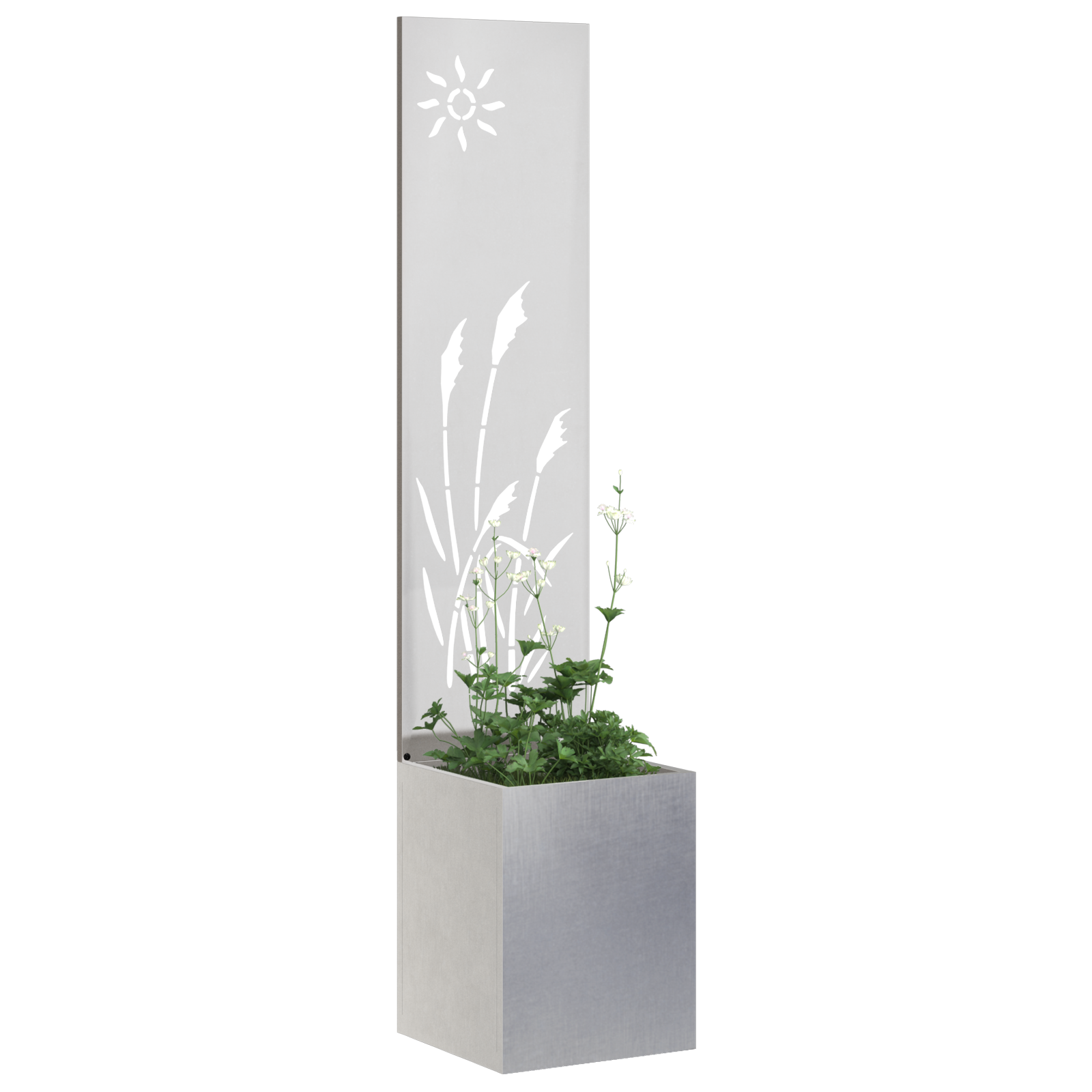 vidaXL Ghiveci de Grădină cu Panou Decorativ Argintiu 32 x 140 cm vidaXL Ghiveci de Grădină cu Panou Decorativ Argintiu 32 x 140 cm