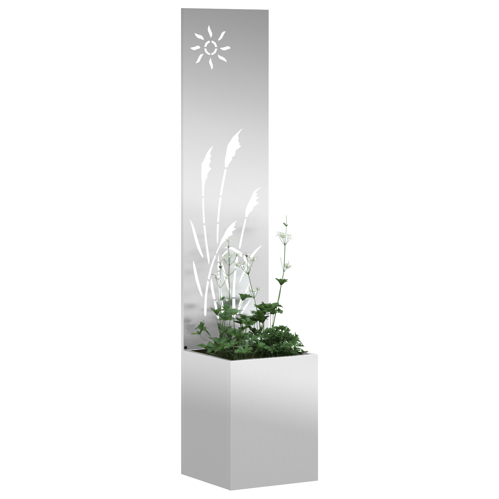 vidaXL Ghiveci de Grădină cu Panou Decorativ Argintiu 32 x 140 cm vidaXL Ghiveci de Grădină cu Panou Decorativ Argintiu 32 x 140 cm
