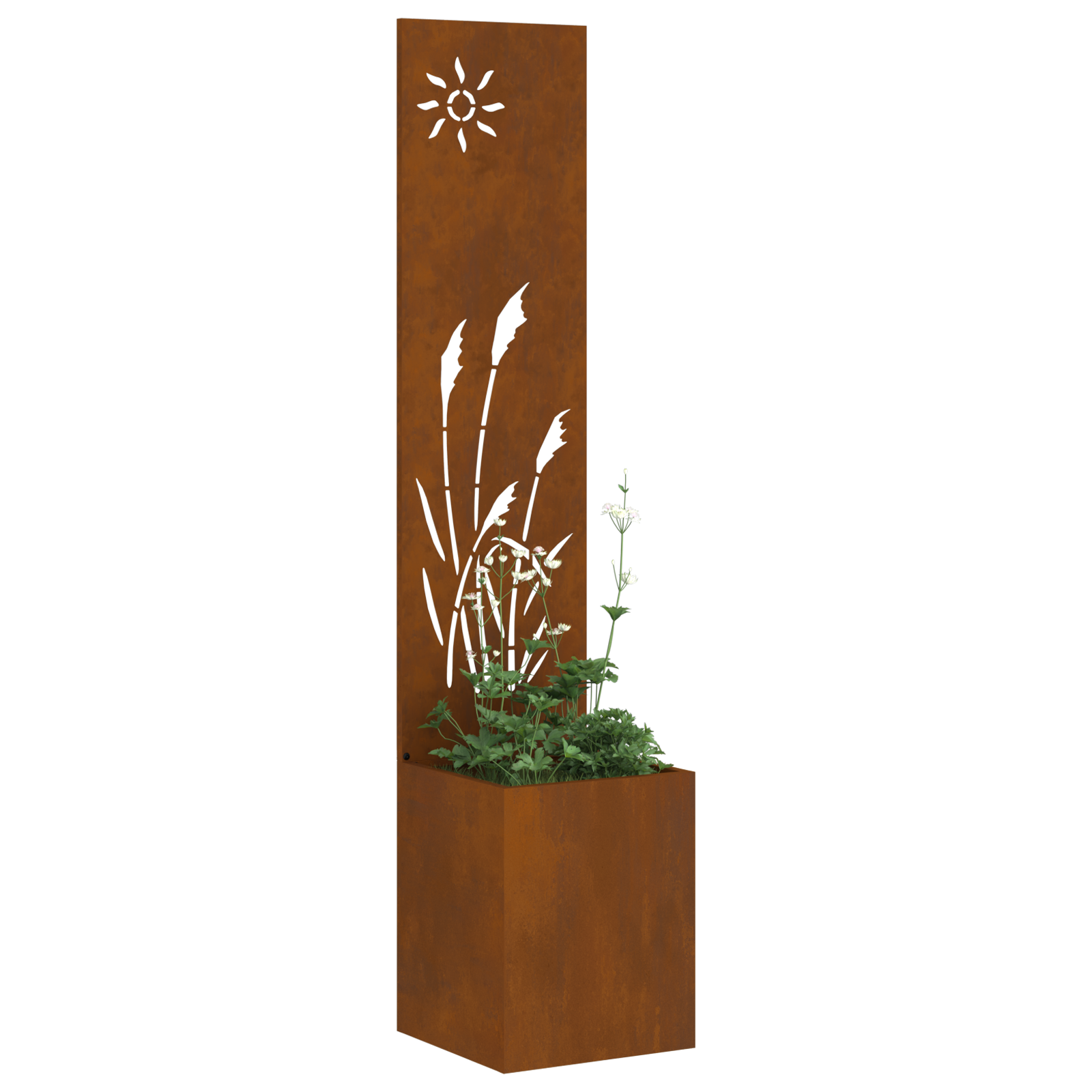 vidaXL Ghiveci de Grădină cu Panou Decorativ Ruginit 32 x 140 cm vidaXL Ghiveci de Grădină cu Panou Decorativ Ruginit 32 x 140 cm