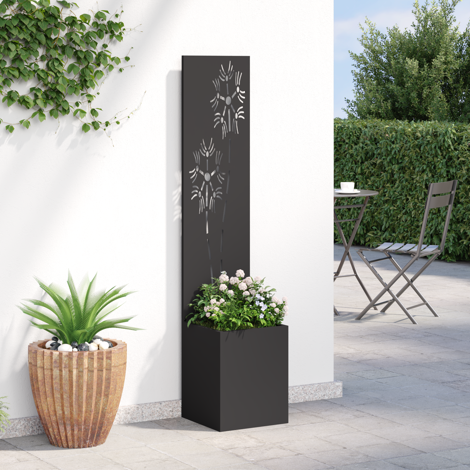 vidaXL Ghiveci de Grădină cu Panou Decorativ Negru 32 x 140 cm vidaXL Ghiveci de Grădină cu Panou Decorativ Negru 32 x 140 cm
