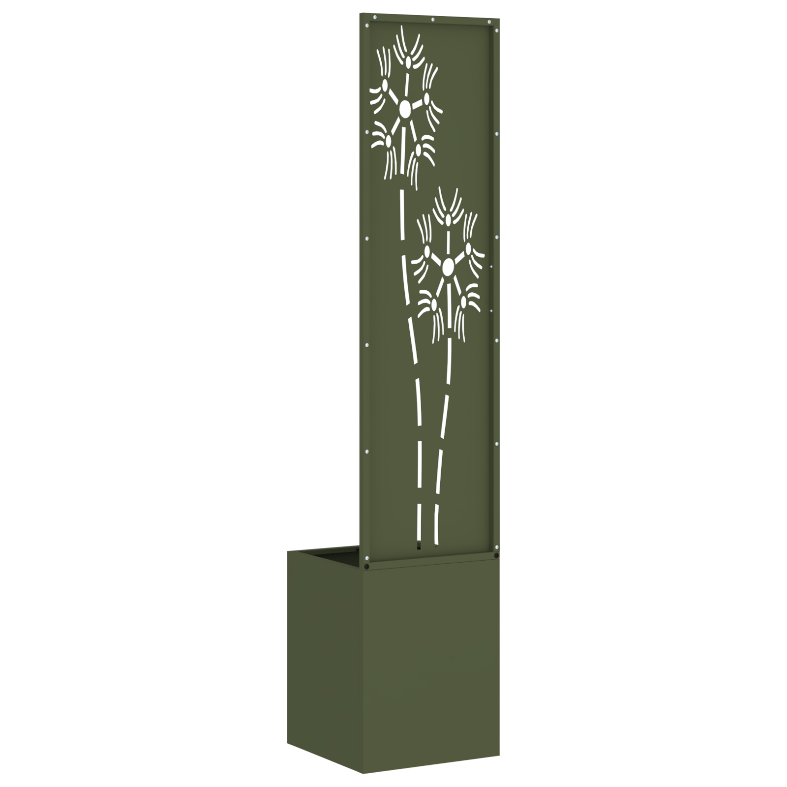 vidaXL Ghiveci de Grădină cu Panou Decorativ Verde oliv 32 x 140 cm