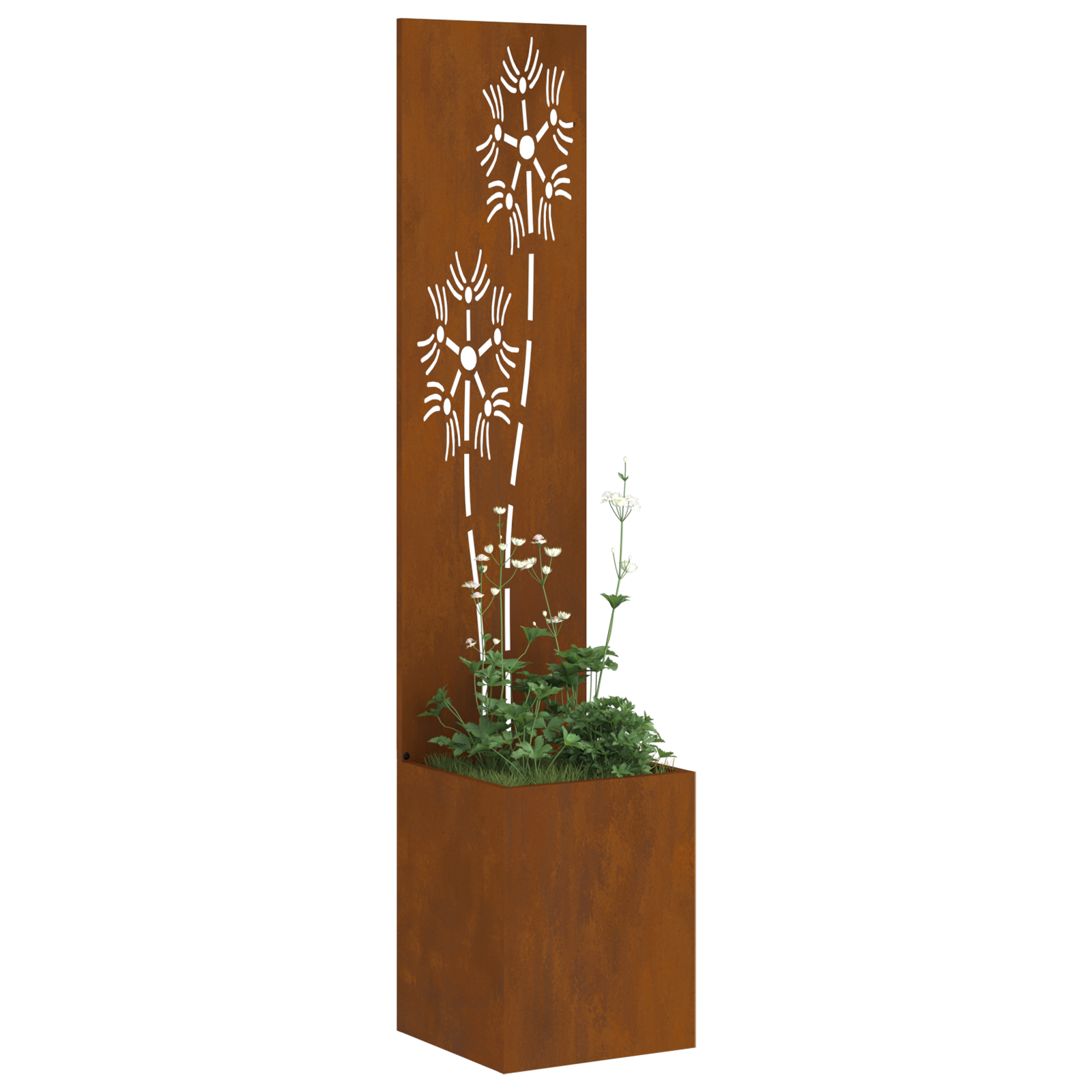 vidaXL Ghiveci de Grădină cu Panou Decorativ Ruginit 32 x 140 cm vidaXL Ghiveci de Grădină cu Panou Decorativ Ruginit 32 x 140 cm