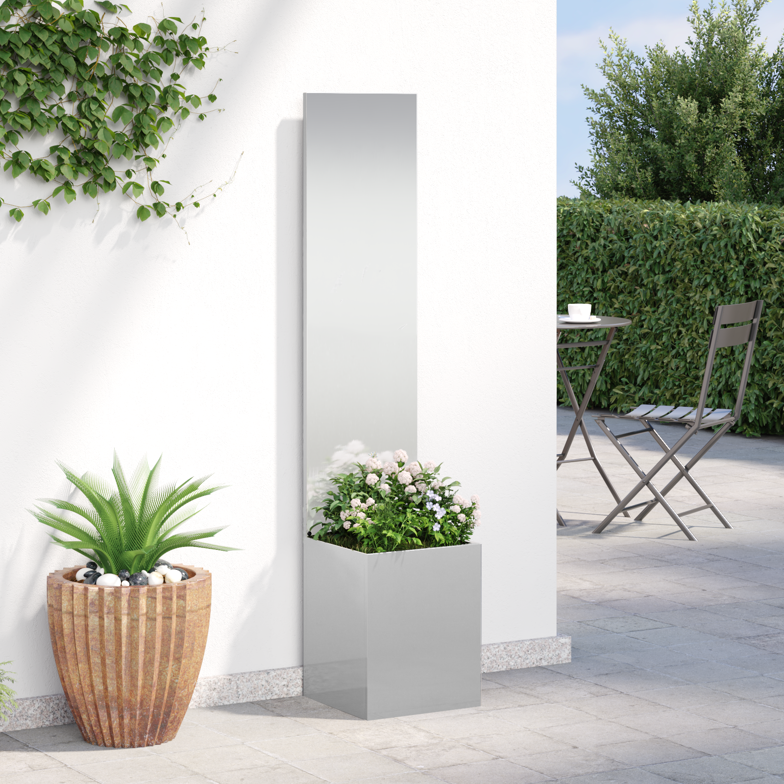 vidaXL Ghiveci de Grădină cu Panou Decorativ Argintiu 32 x 140 cm vidaXL Ghiveci de Grădină cu Panou Decorativ Argintiu 32 x 140 cm