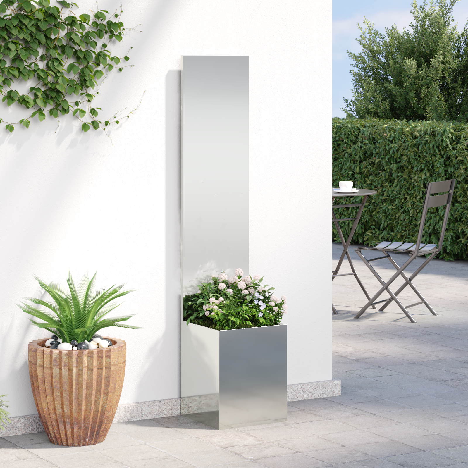 vidaXL Ghiveci de Grădină cu Panou Decorativ Argintiu 32 x 140 cm vidaXL Ghiveci de Grădină cu Panou Decorativ Argintiu 32 x 140 cm