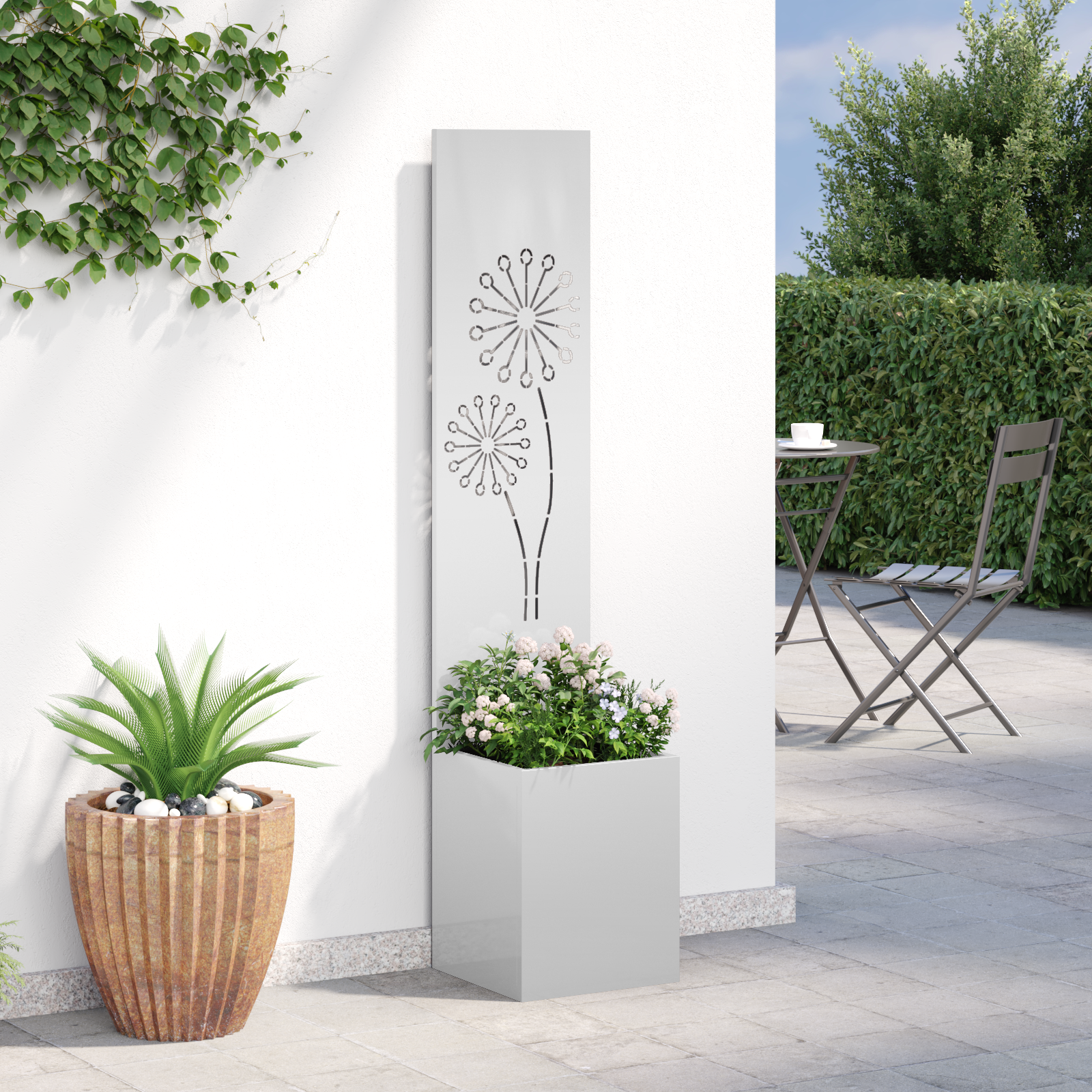 vidaXL Ghiveci de Grădină cu Panou Decorativ Argintiu 32 x 140 cm vidaXL Ghiveci de Grădină cu Panou Decorativ Argintiu 32 x 140 cm