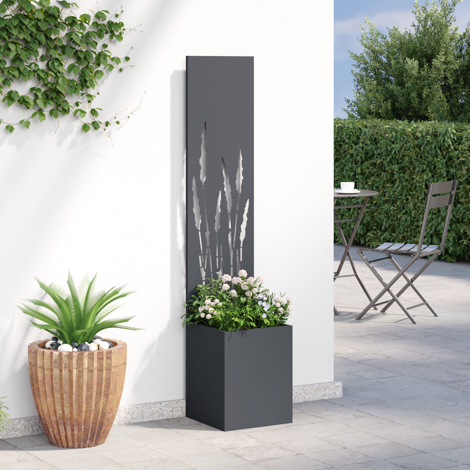 vidaXL Ghiveci de Grădină cu Panou Decorativ Antracit 32 x 140 cm vidaXL Ghiveci de Grădină cu Panou Decorativ Antracit 32 x 140 cm