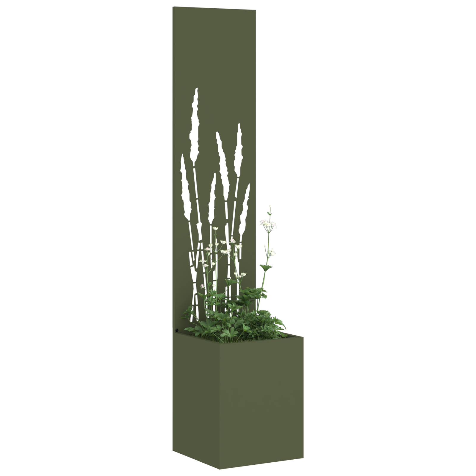 vidaXL Ghiveci de Grădină cu Panou Decorativ Olivengrønn 32 x 140 cm vidaXL Ghiveci de Grădină cu Panou Decorativ Olivengrønn 32 x 140 cm