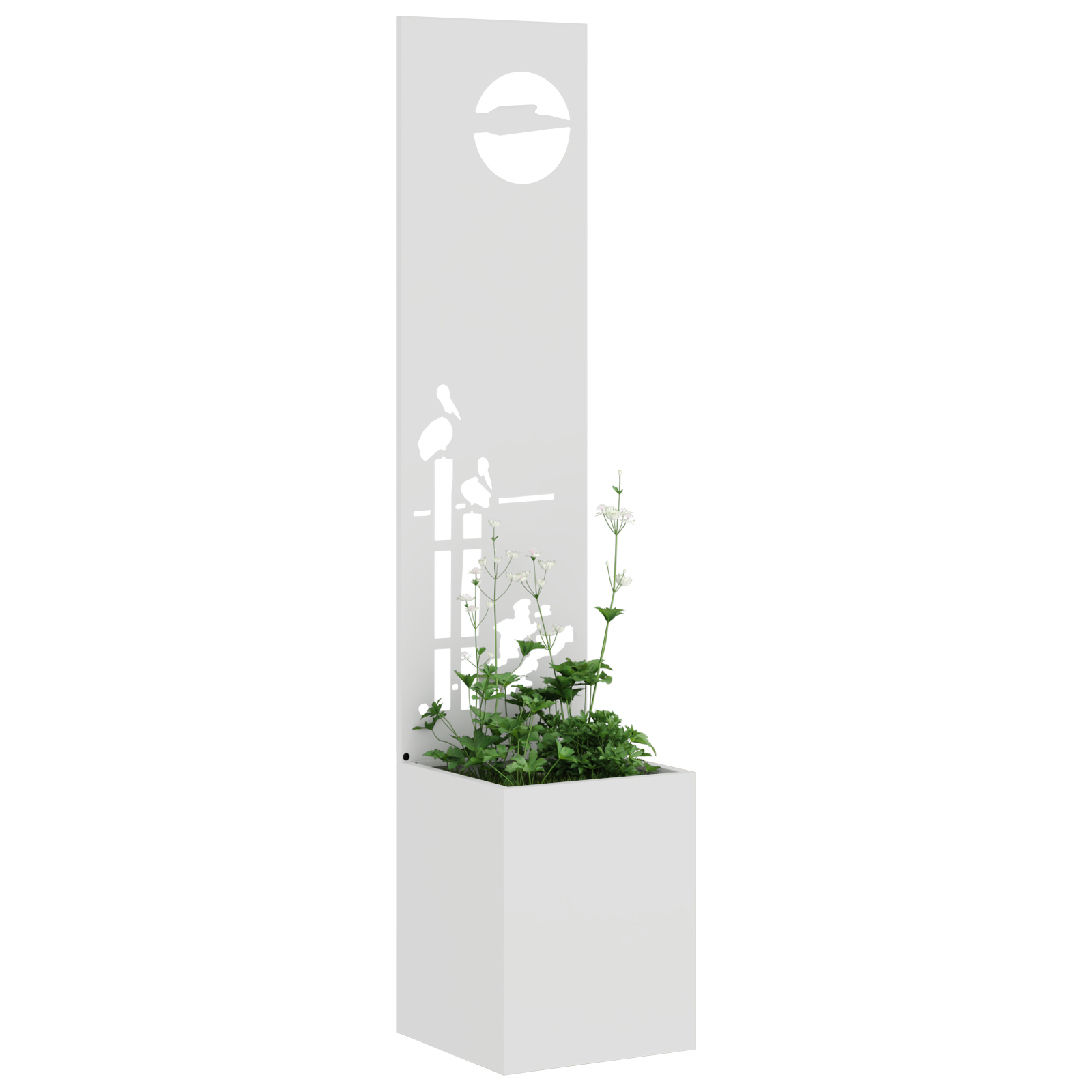 vidaXL Ghiveci de Grădină cu Panou Decorativ Alb 32 x 140 cm