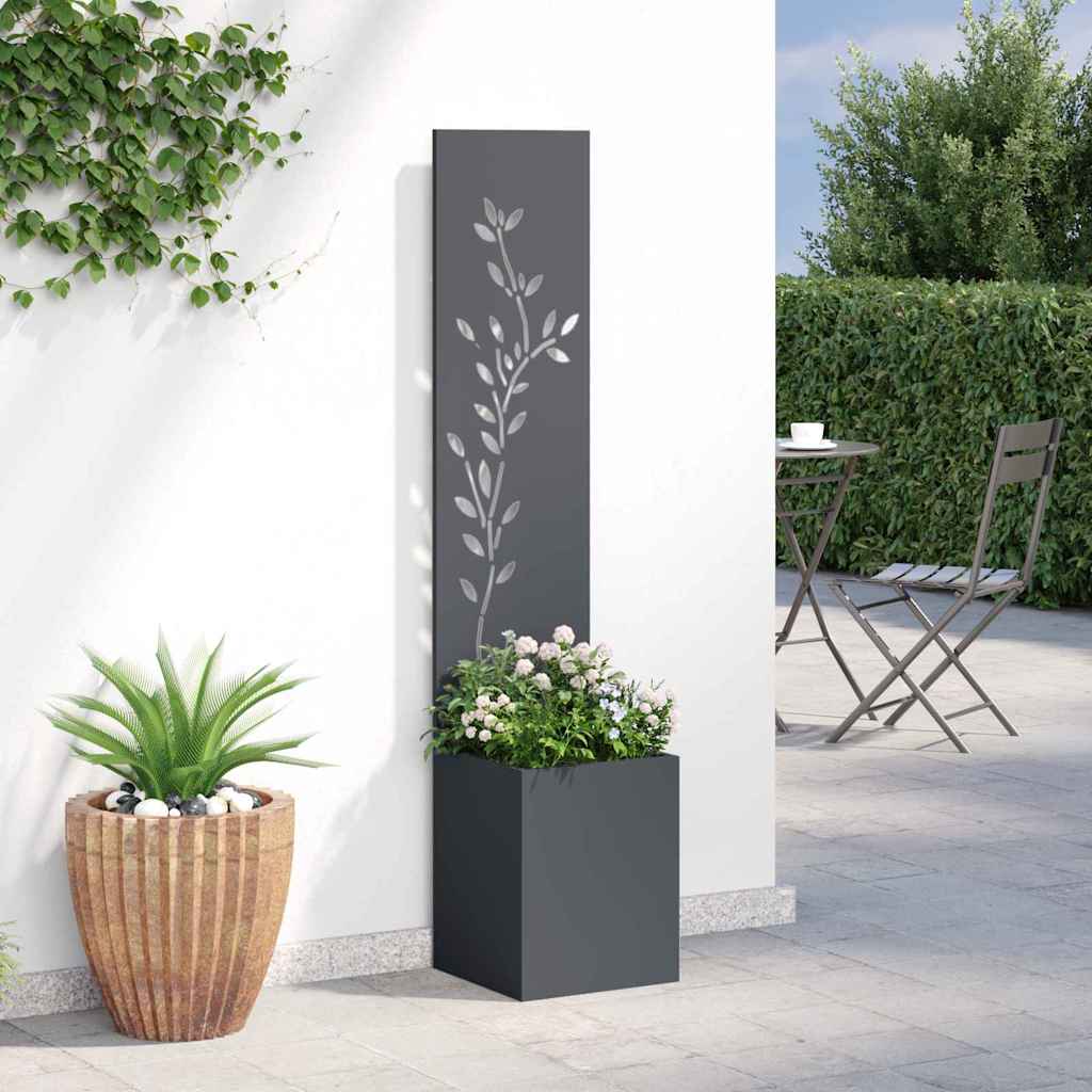 vidaXL Ecran de intimitate pentru grădină Floral Antracit 32 x 140 cm