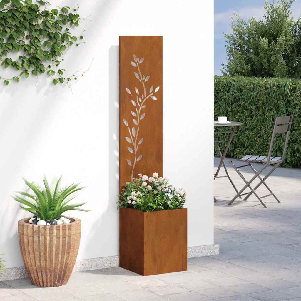 vidaXL Ecran de intimitate pentru grădină Floral Ruginit 32 x 140 cm