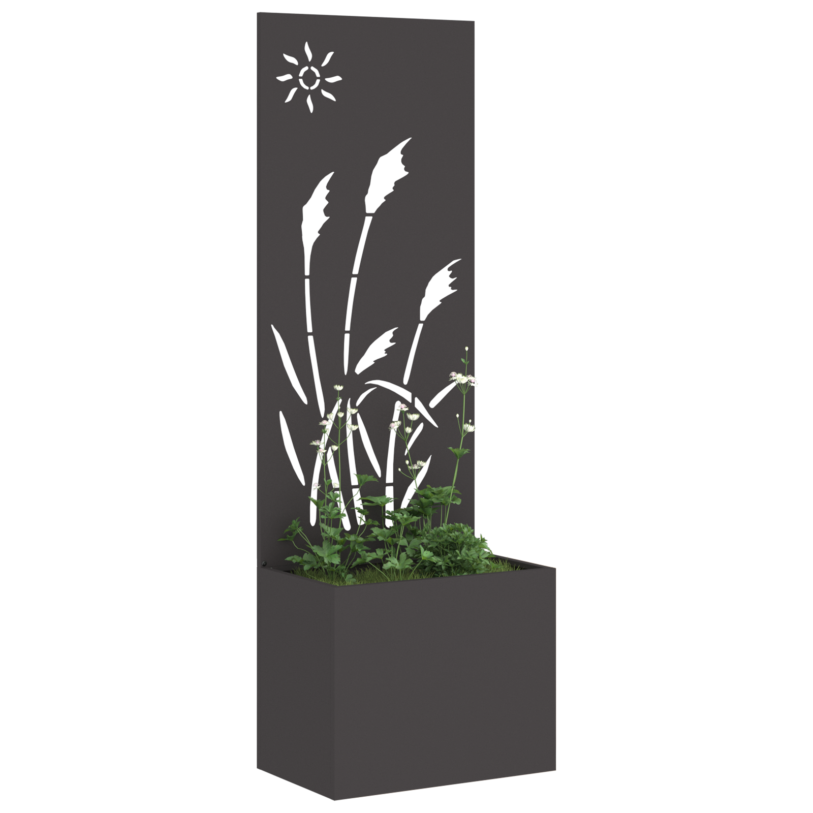 vidaXL Ghiveci de Grădină cu Panou Decorativ Negru 50 x 140 cm