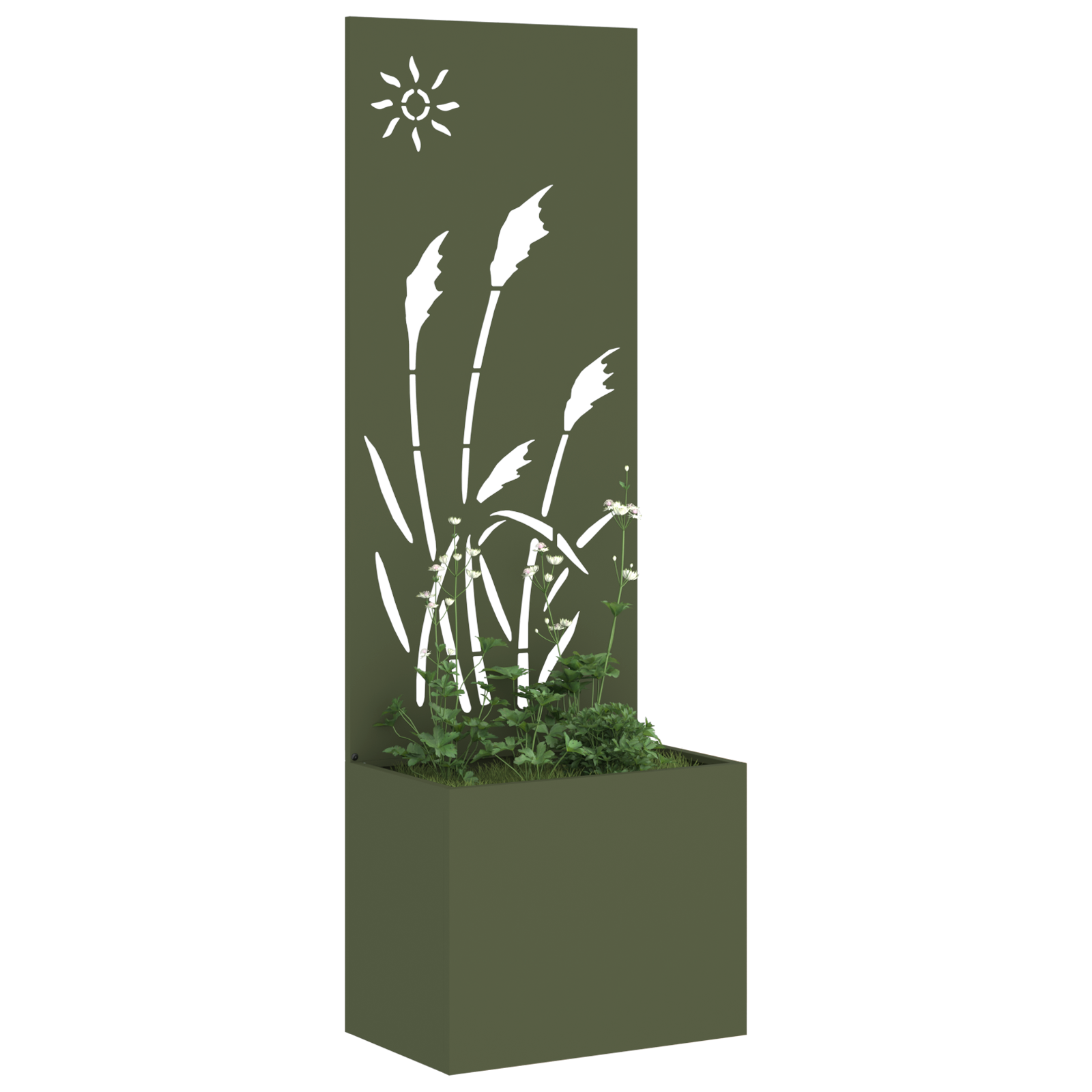 vidaXL Ghiveci de Grădină cu Panou Decorativ Olivengrønn 50 x 140 cm