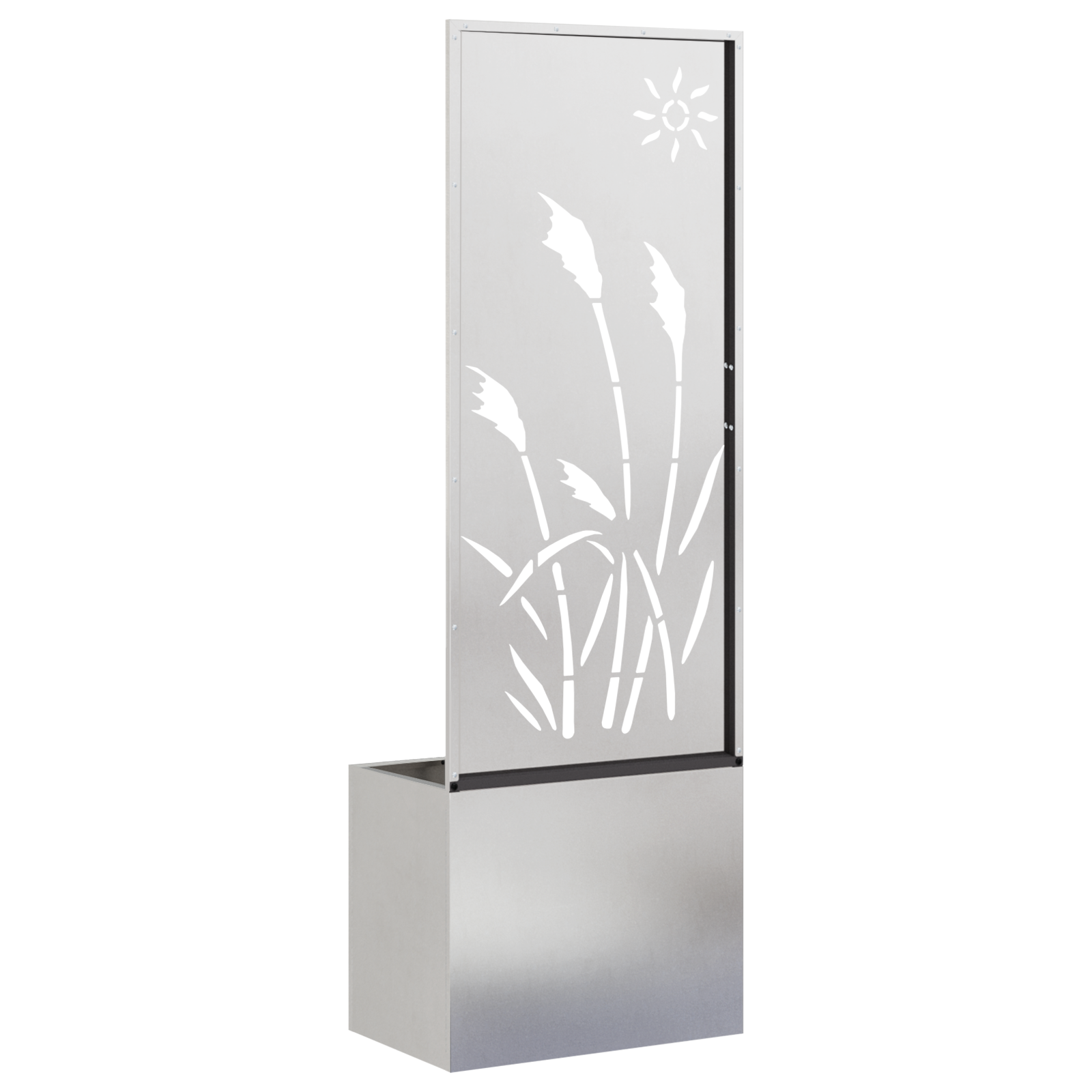 vidaXL Ghiveci de Grădină cu Panou Decorativ Argintiu 50 x 140 cm vidaXL Ghiveci de Grădină cu Panou Decorativ Argintiu 50 x 140 cm