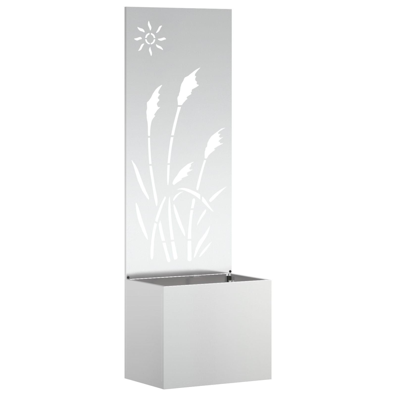 vidaXL Ghiveci de Grădină cu Panou Decorativ Argintiu 50 x 140 cm vidaXL Ghiveci de Grădină cu Panou Decorativ Argintiu 50 x 140 cm