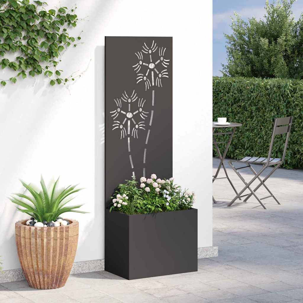 vidaXL Ghiveci de Grădină cu Panou Decorativ Negru 50 x 140 cm vidaXL Ghiveci de Grădină cu Panou Decorativ Negru 50 x 140 cm