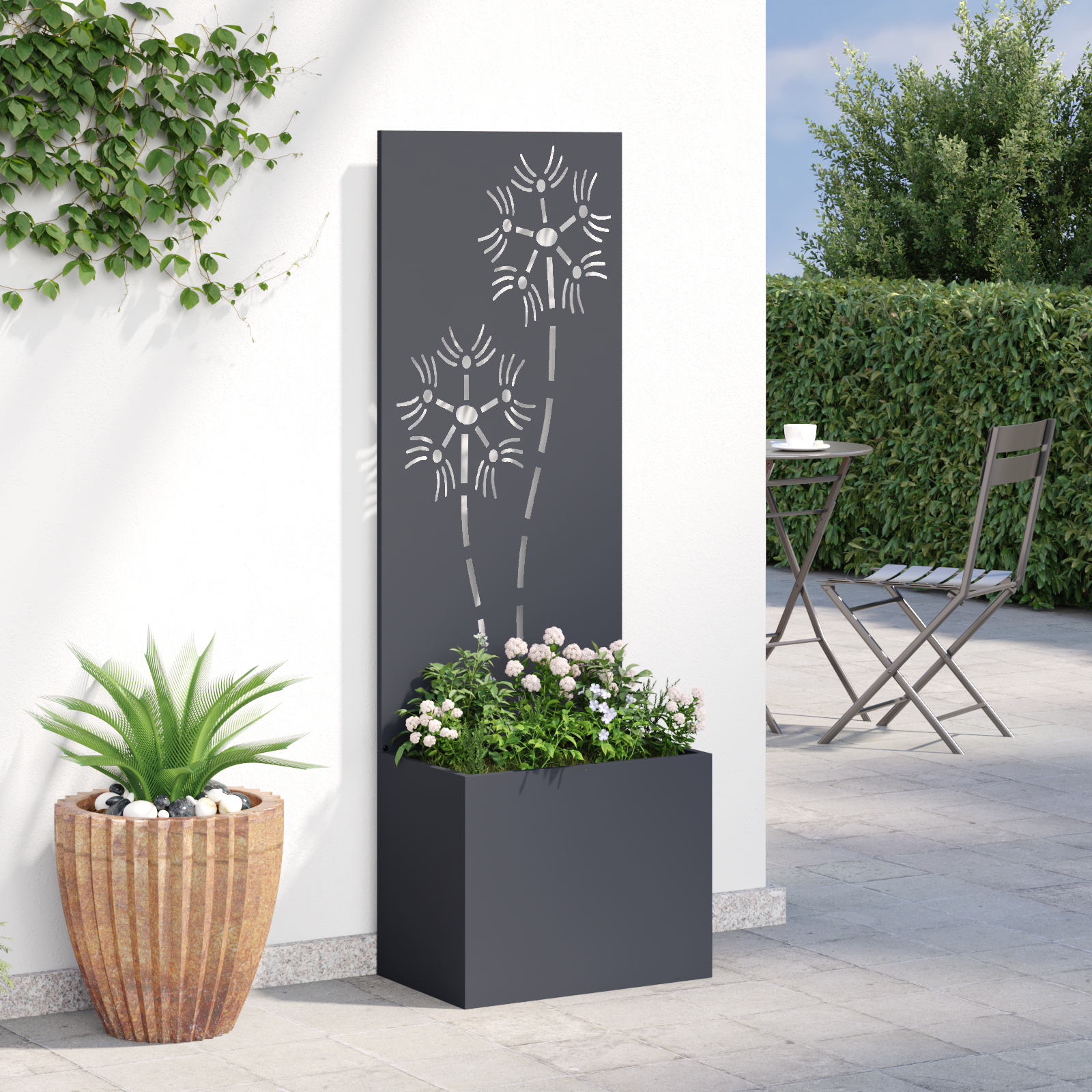 vidaXL Ghiveci de Grădină cu Panou Decorativ Antracit 50 x 140 cm