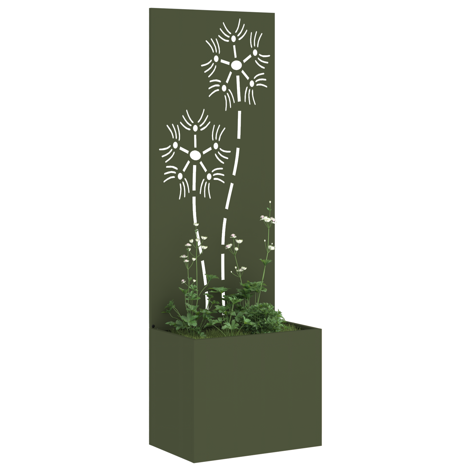 vidaXL Ghiveci de Grădină cu Panou Decorativ Olivengrønn 50 x 140 cm vidaXL Ghiveci de Grădină cu Panou Decorativ Olivengrønn 50 x 140 cm