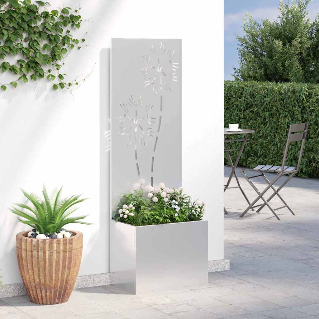 vidaXL Ghiveci de Grădină cu Panou Decorativ Argintiu 50 x 140 cm vidaXL Ghiveci de Grădină cu Panou Decorativ Argintiu 50 x 140 cm