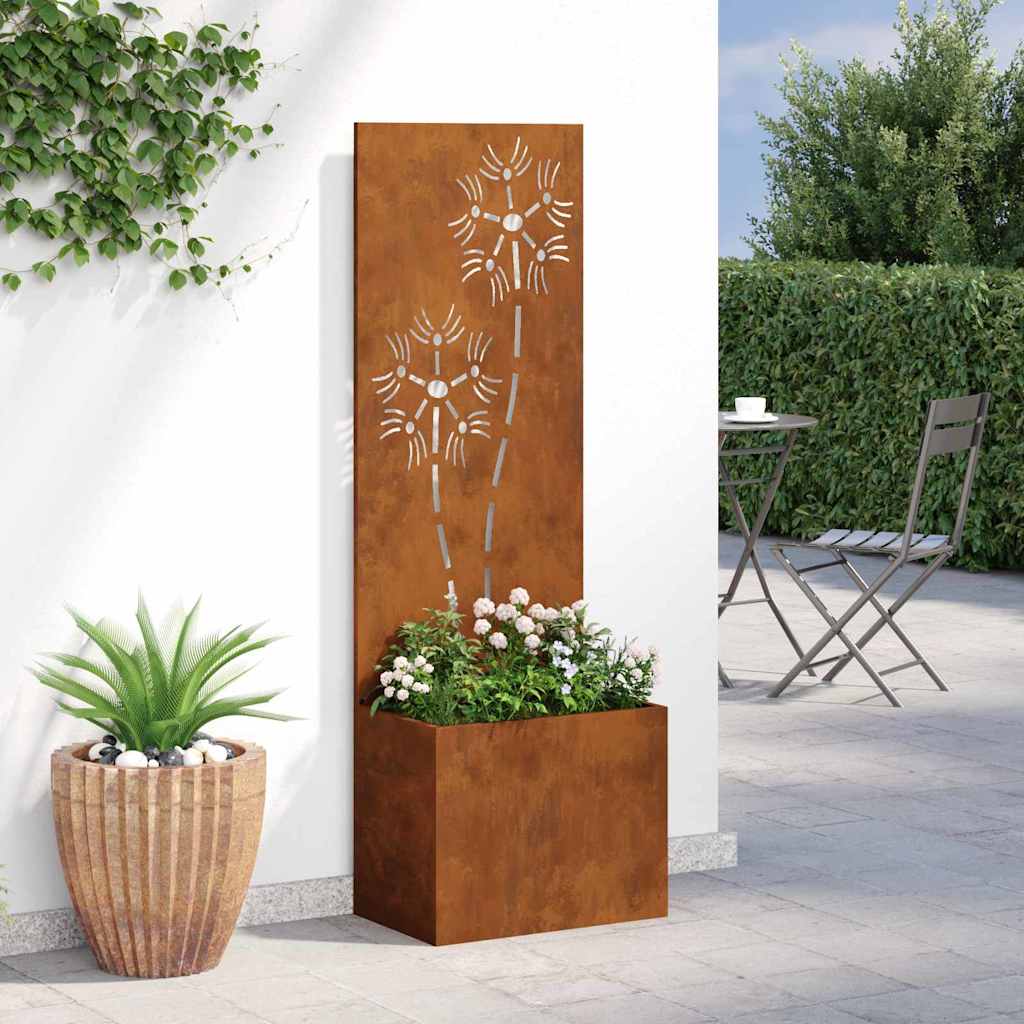 vidaXL Ghiveci de Grădină cu Panou Decorativ Ruginit 50 x 140 cm vidaXL Ghiveci de Grădină cu Panou Decorativ Ruginit 50 x 140 cm