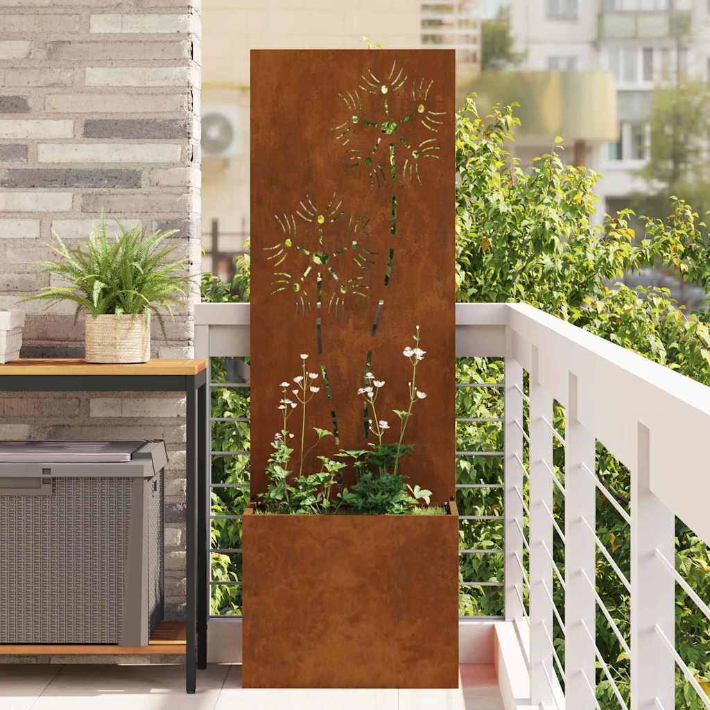 vidaXL Ghiveci de Grădină cu Panou Decorativ Ruginit 50 x 140 cm vidaXL Ghiveci de Grădină cu Panou Decorativ Ruginit 50 x 140 cm