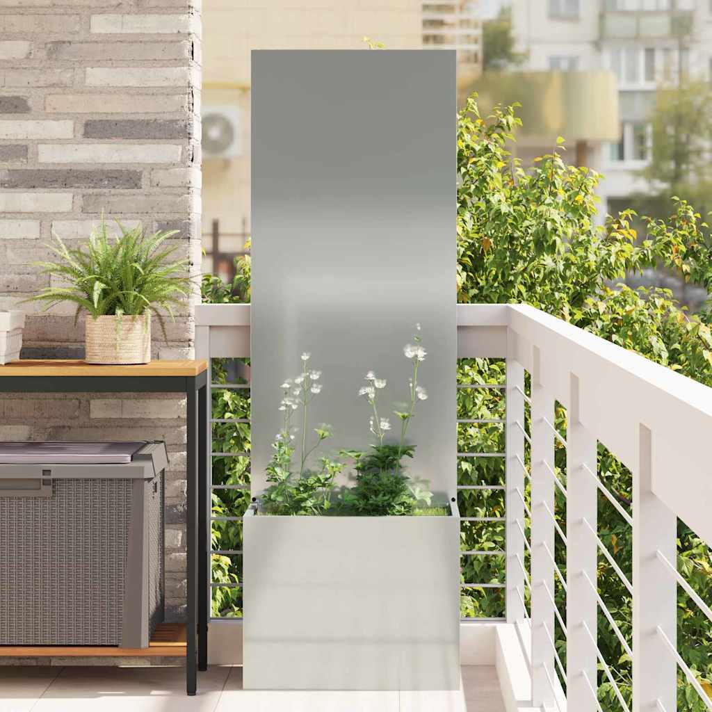 vidaXL Ghiveci de Grădină cu Panou Decorativ Argintiu 50 x 140 cm vidaXL Ghiveci de Grădină cu Panou Decorativ Argintiu 50 x 140 cm