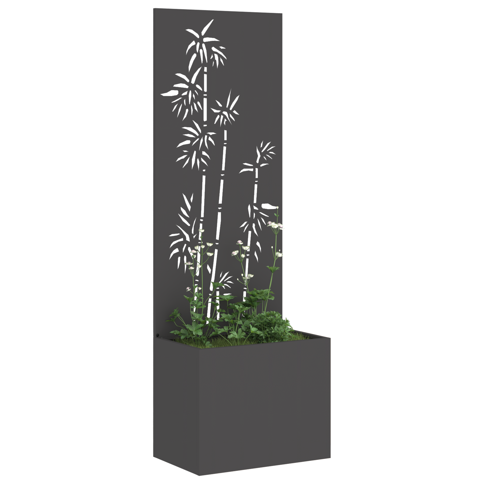 vidaXL Ghiveci de Grădină cu Panou Decorativ Negru 50 x 140 cm vidaXL Ghiveci de Grădină cu Panou Decorativ Negru 50 x 140 cm