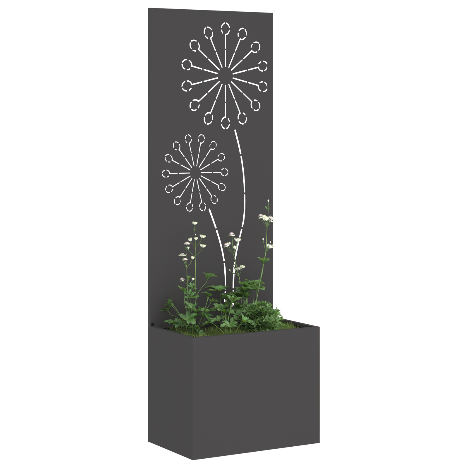 vidaXL Ghiveci de Grădină cu Panou Decorativ Negru 50 x 140 cm vidaXL Ghiveci de Grădină cu Panou Decorativ Negru 50 x 140 cm