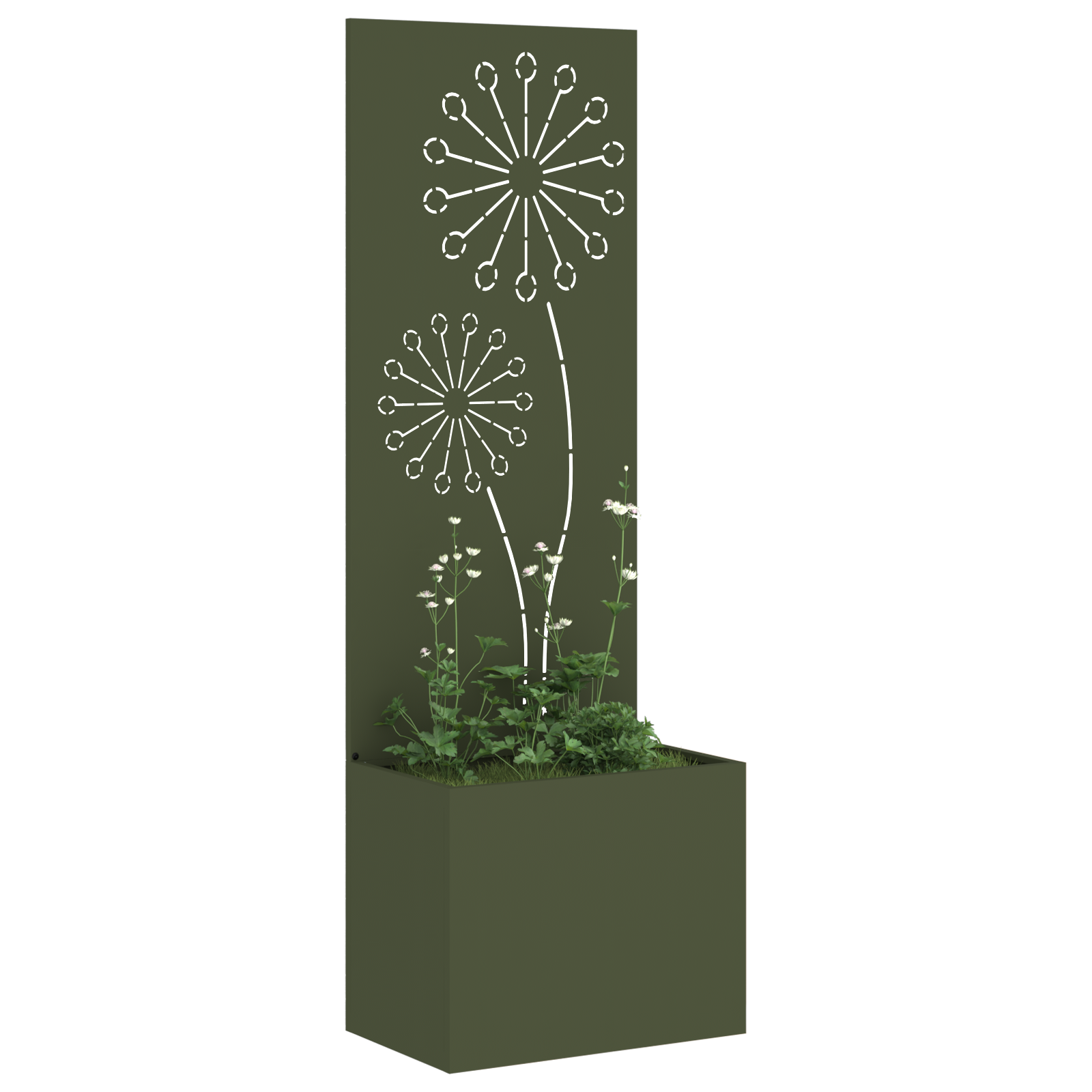 vidaXL Ghiveci de Grădină cu Panou Decorativ Olivengrønn 50 x 140 cm vidaXL Ghiveci de Grădină cu Panou Decorativ Olivengrønn 50 x 140 cm