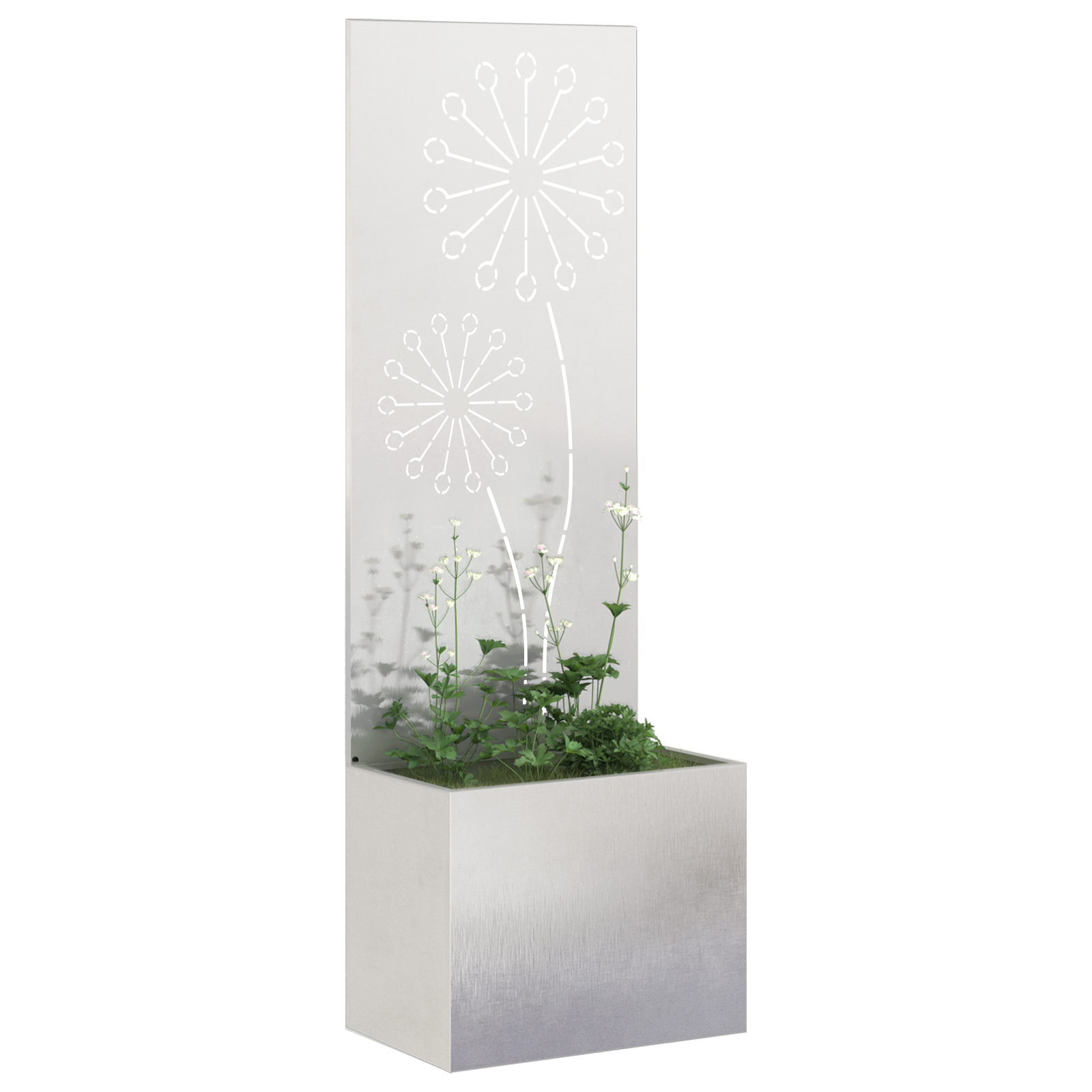 vidaXL Ghiveci de Grădină cu Panou Decorativ Argintiu 50 x 140 cm vidaXL Ghiveci de Grădină cu Panou Decorativ Argintiu 50 x 140 cm
